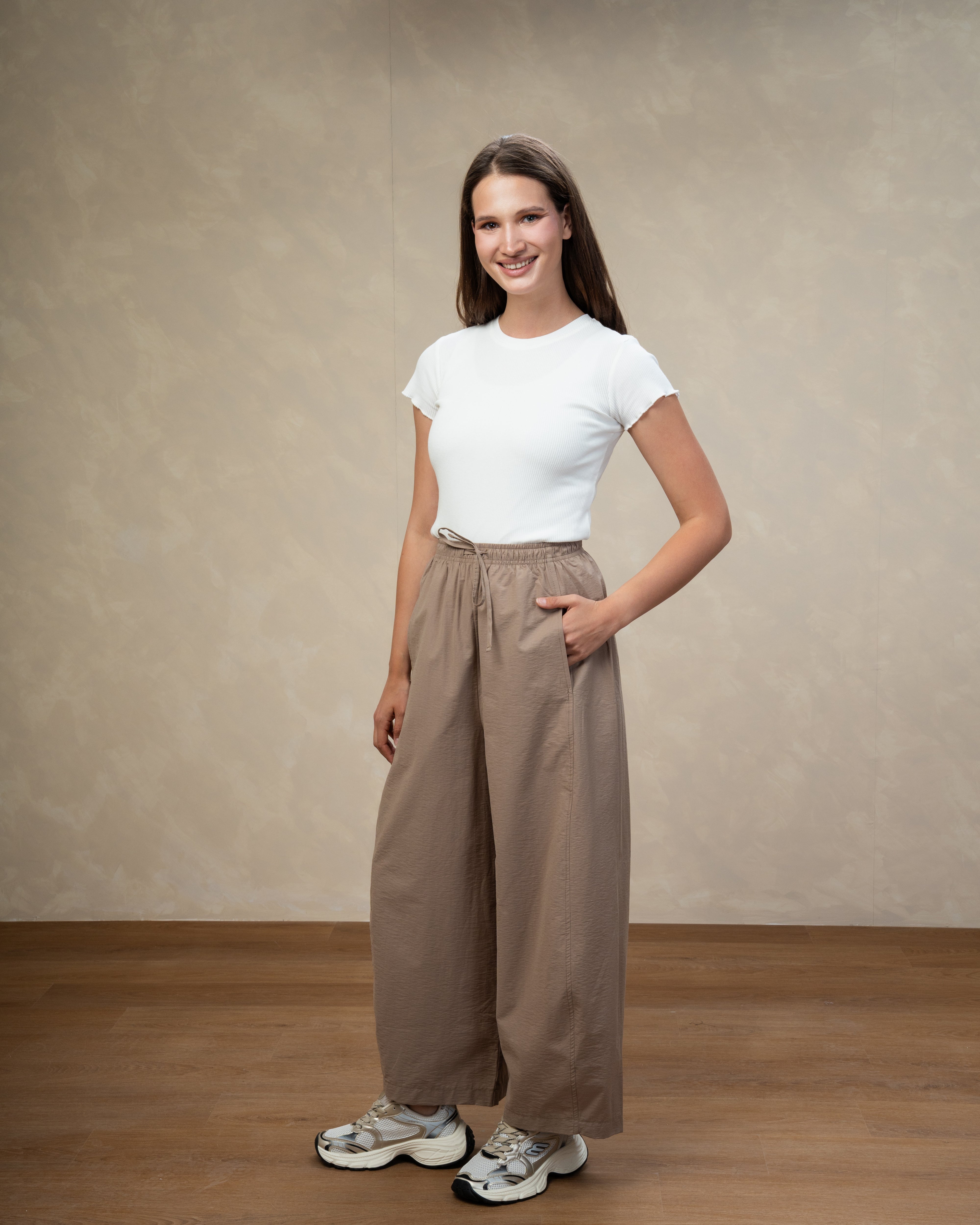 Gabardine Trouser With Drawstring Waist