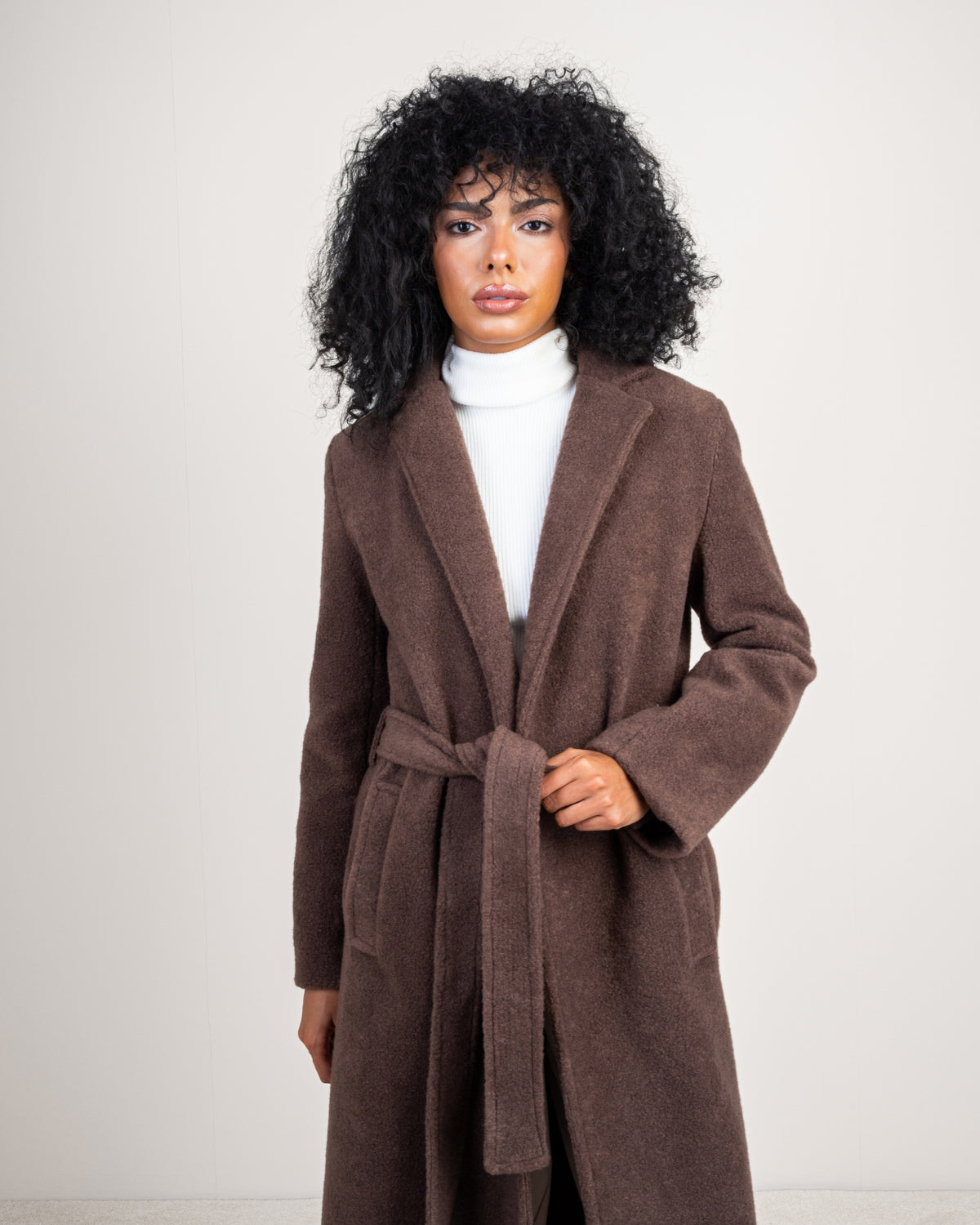 Colored Trench Coat With Belt - And Attached Collar