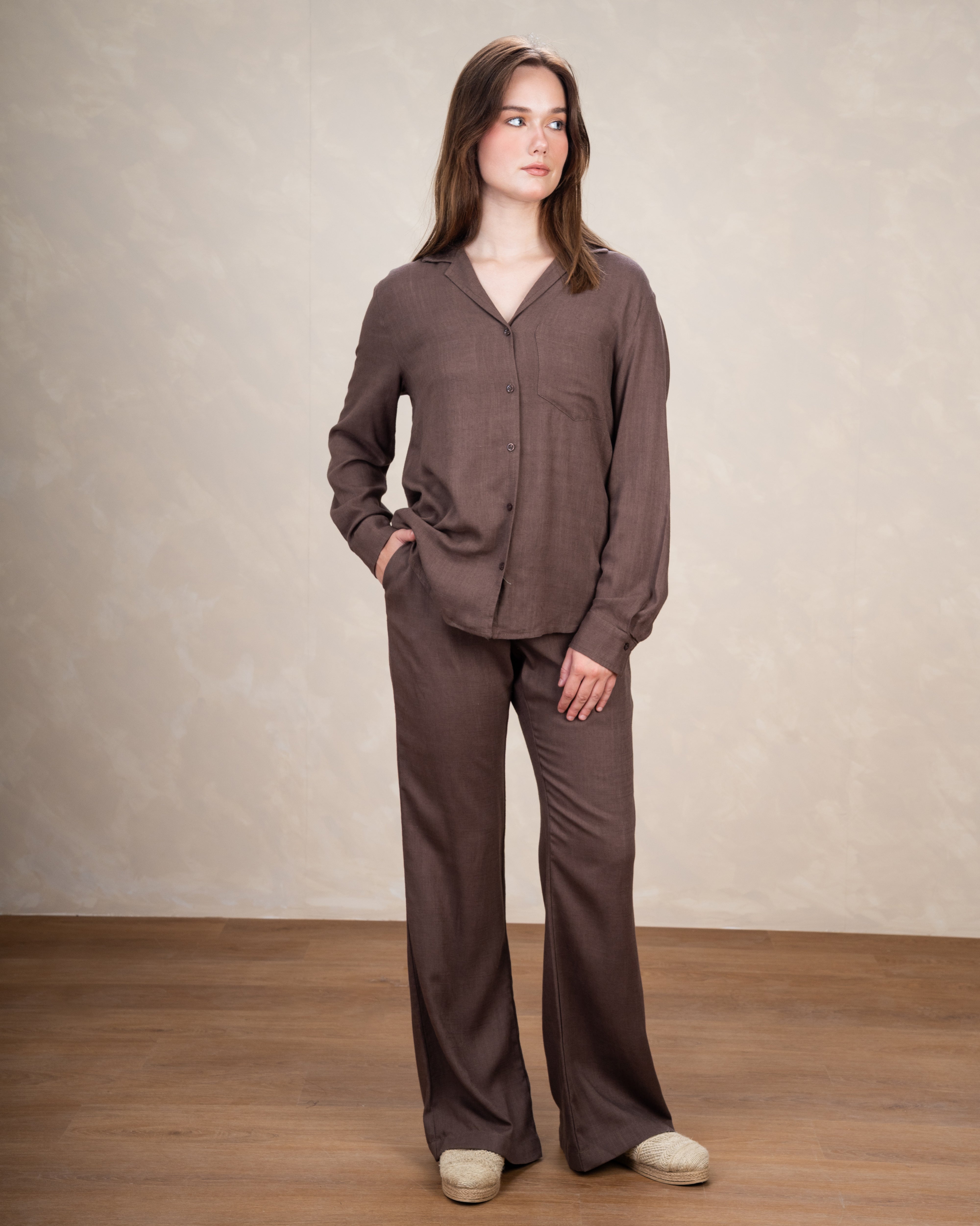 Linen Shirt With Single Chest Pocket