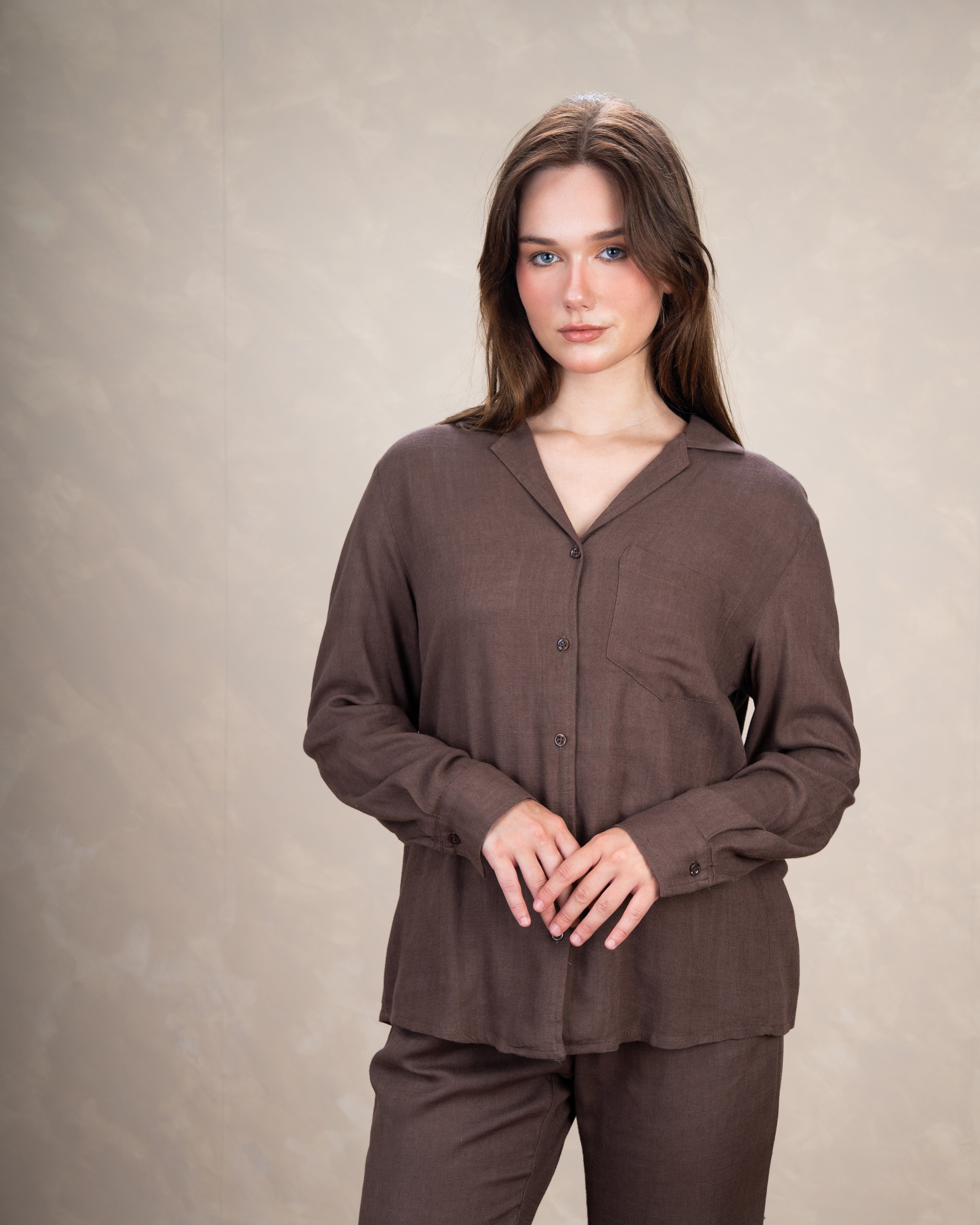 Linen Shirt With Single Chest Pocket