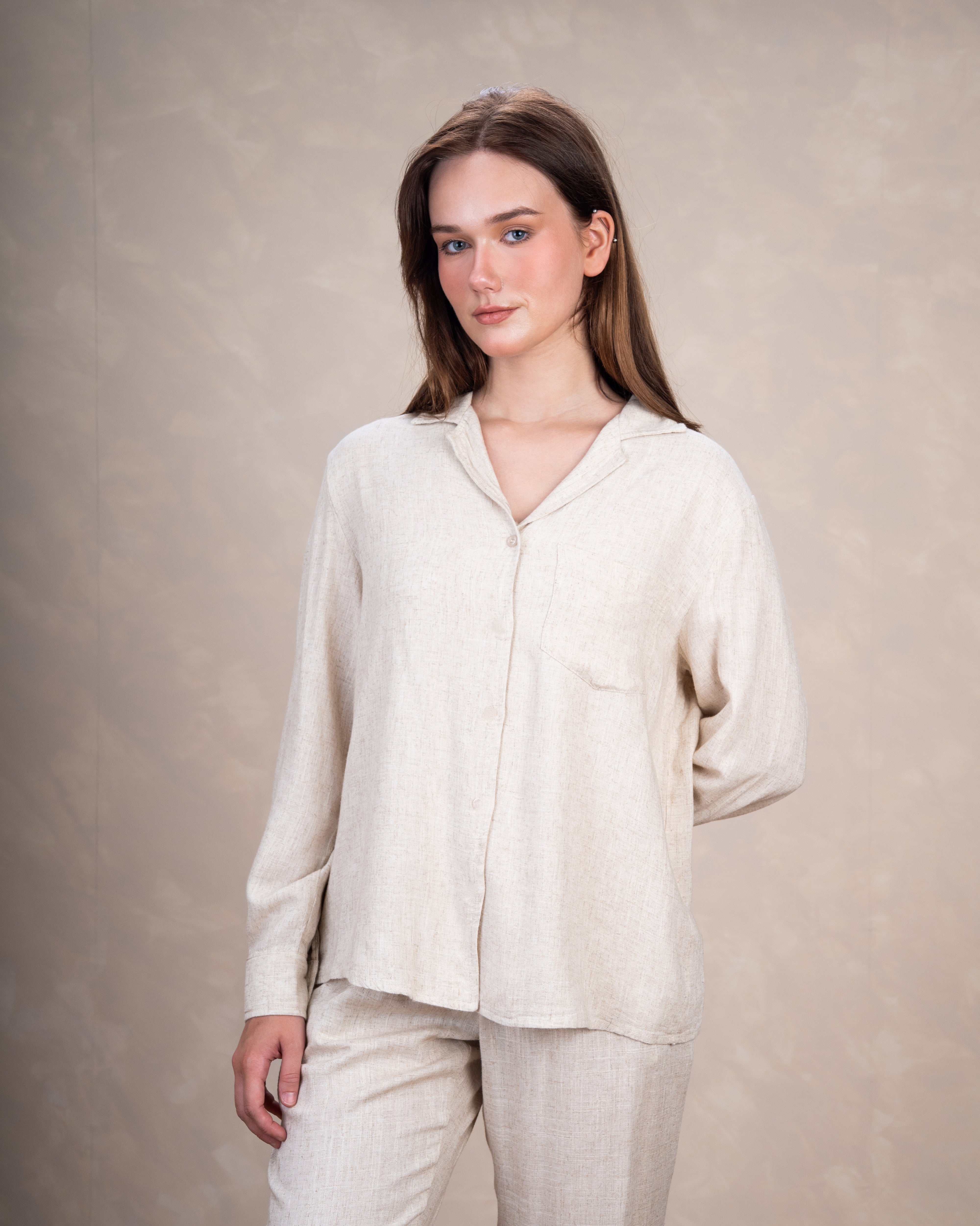 Linen Shirt With Single Chest Pocket