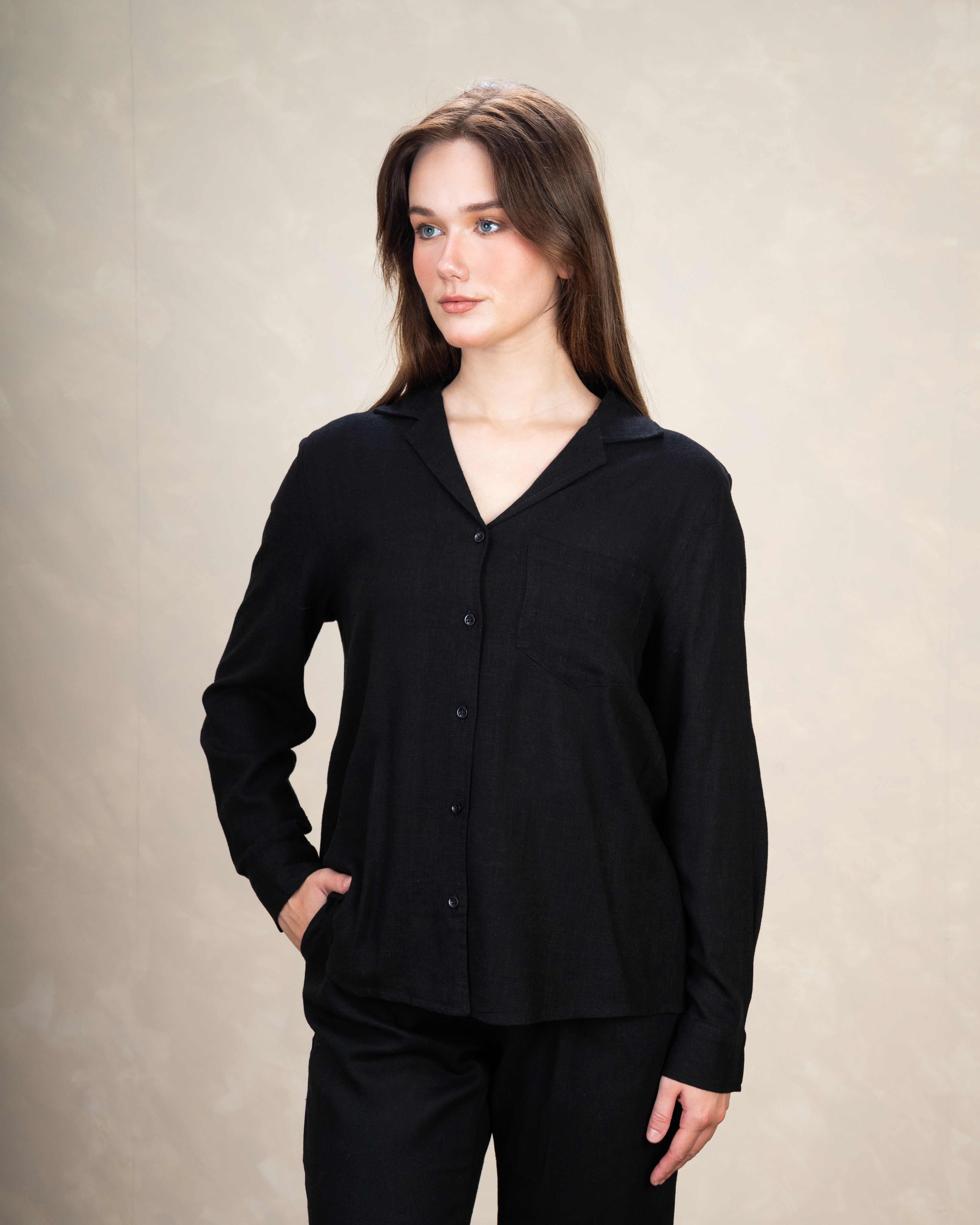 Linen Shirt With Single Chest Pocket