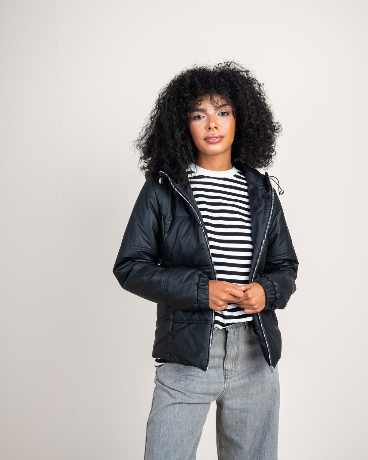 Plain Quilted Leather Jacket