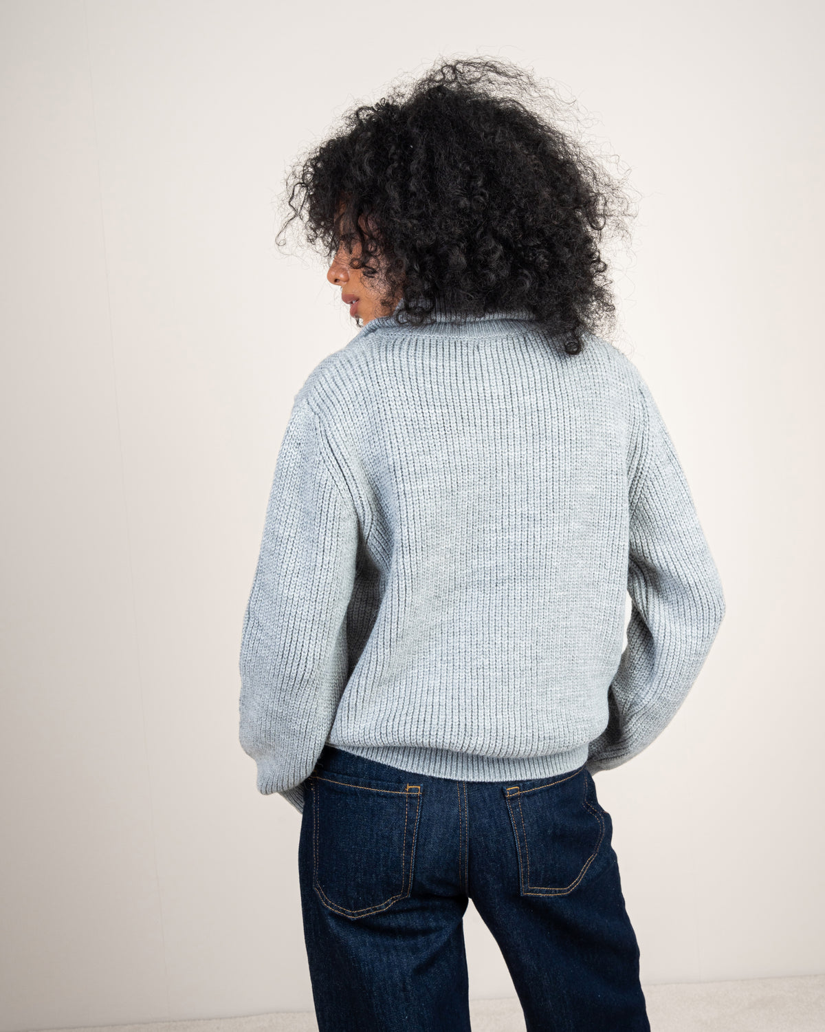 Cropped Knitwear Pullover - With Zip Neck