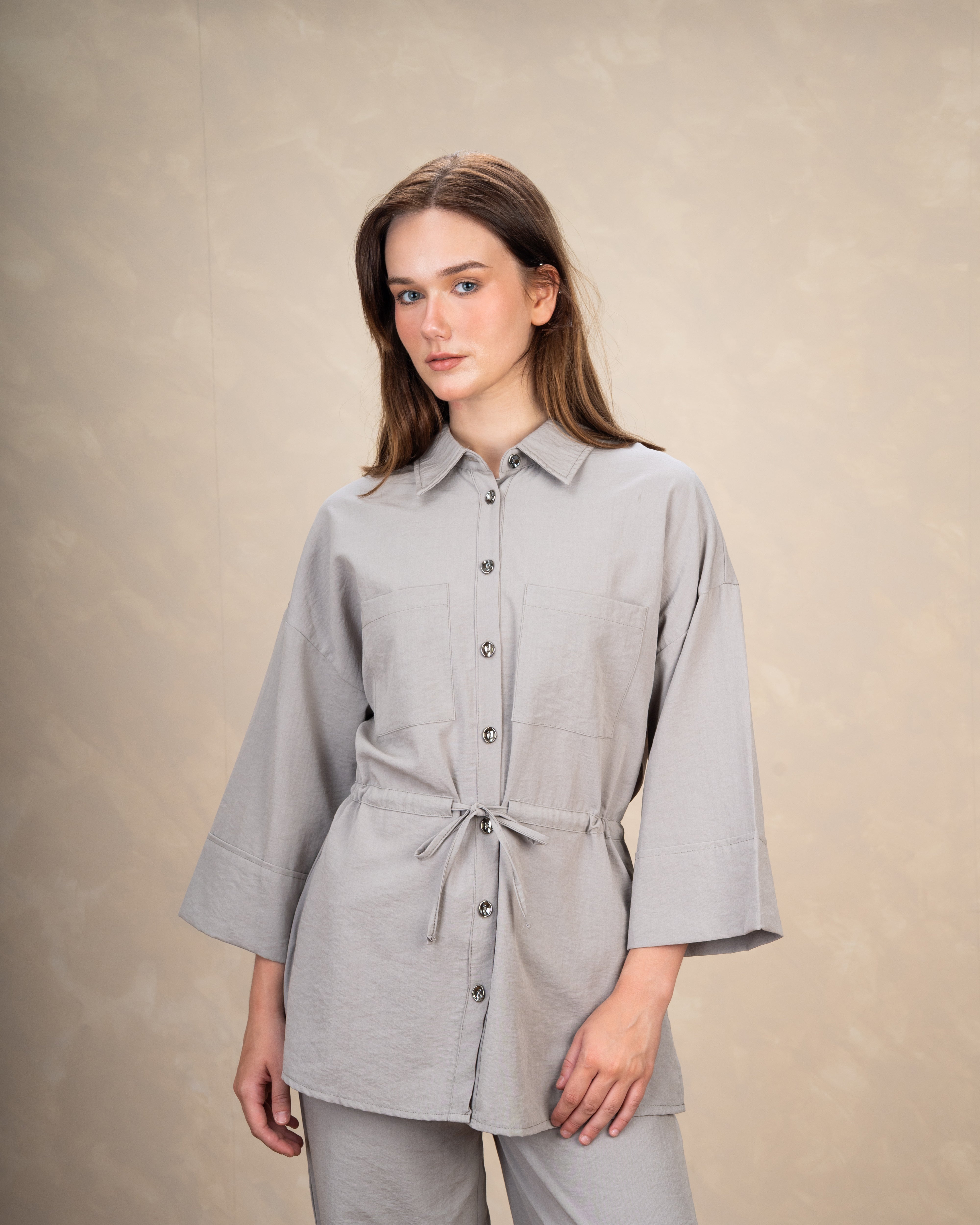 Long Linen Shirt With Waist Belt