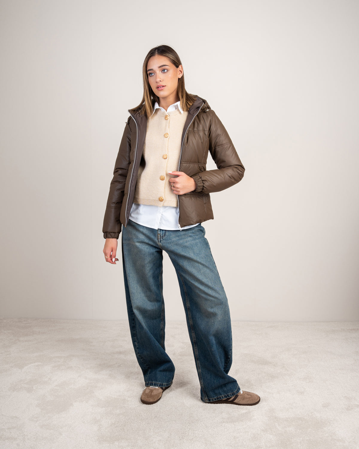Plain Quilted Leather Jacket