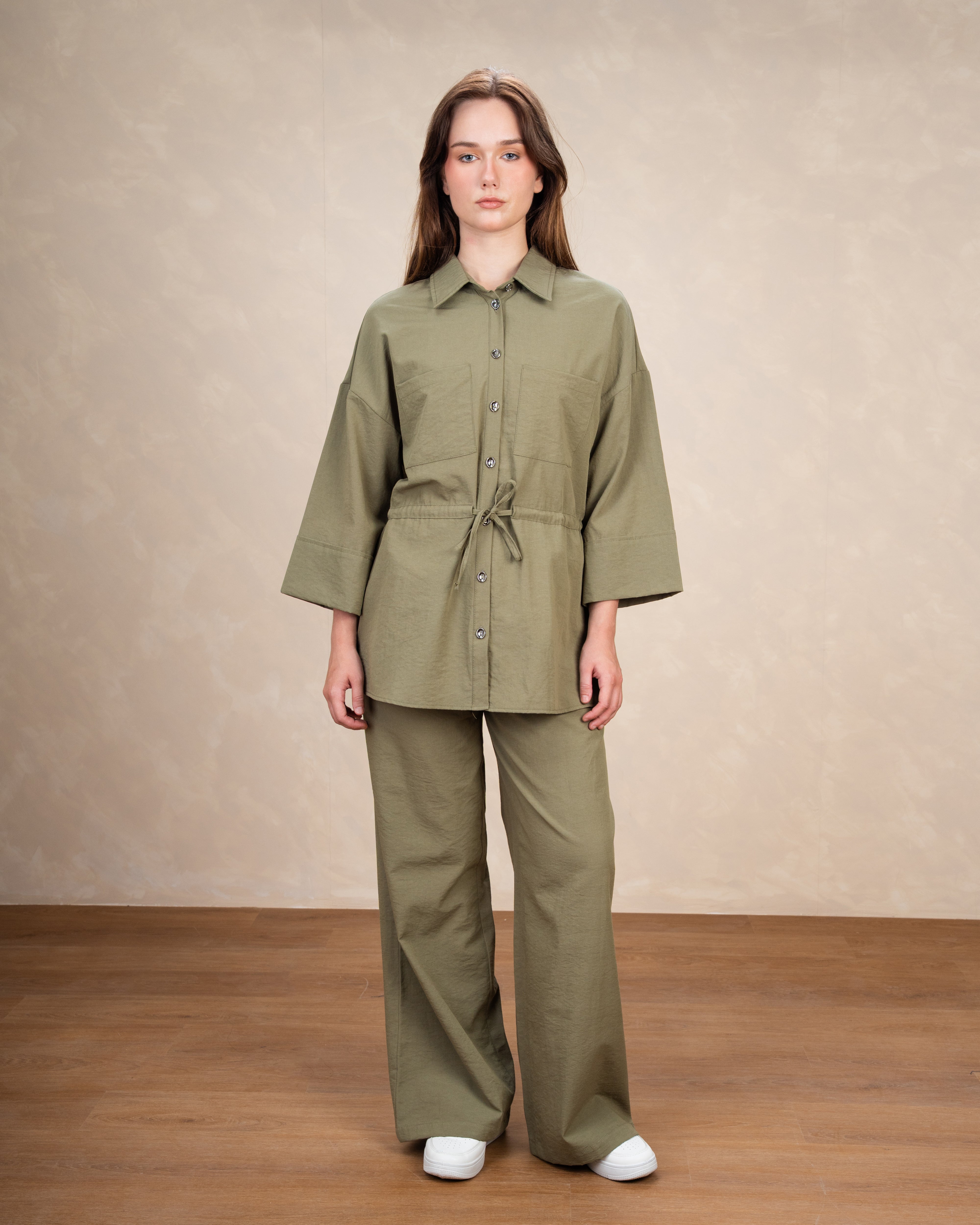 Long Linen Shirt With Waist Belt
