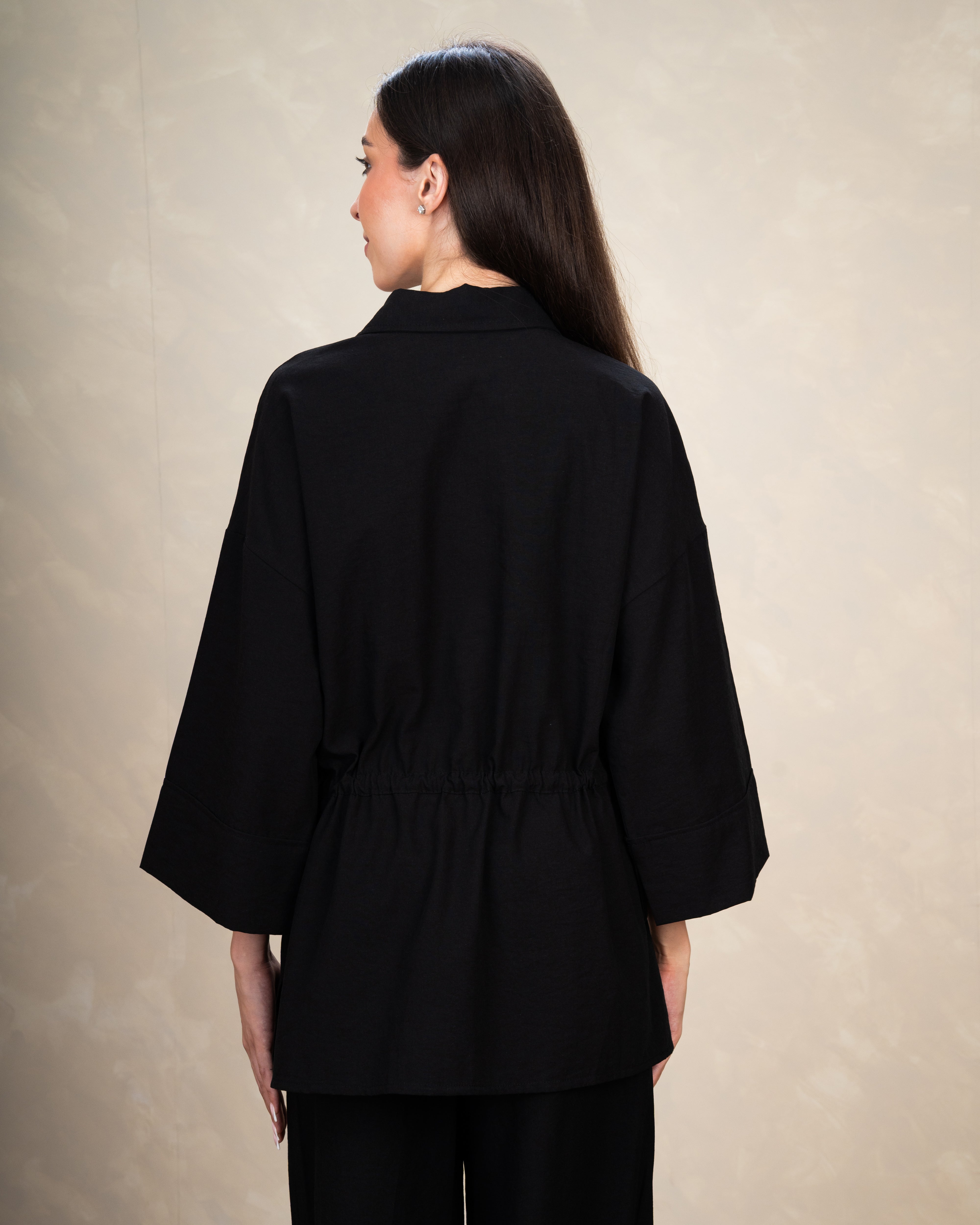 Long Linen Shirt With Waist Belt