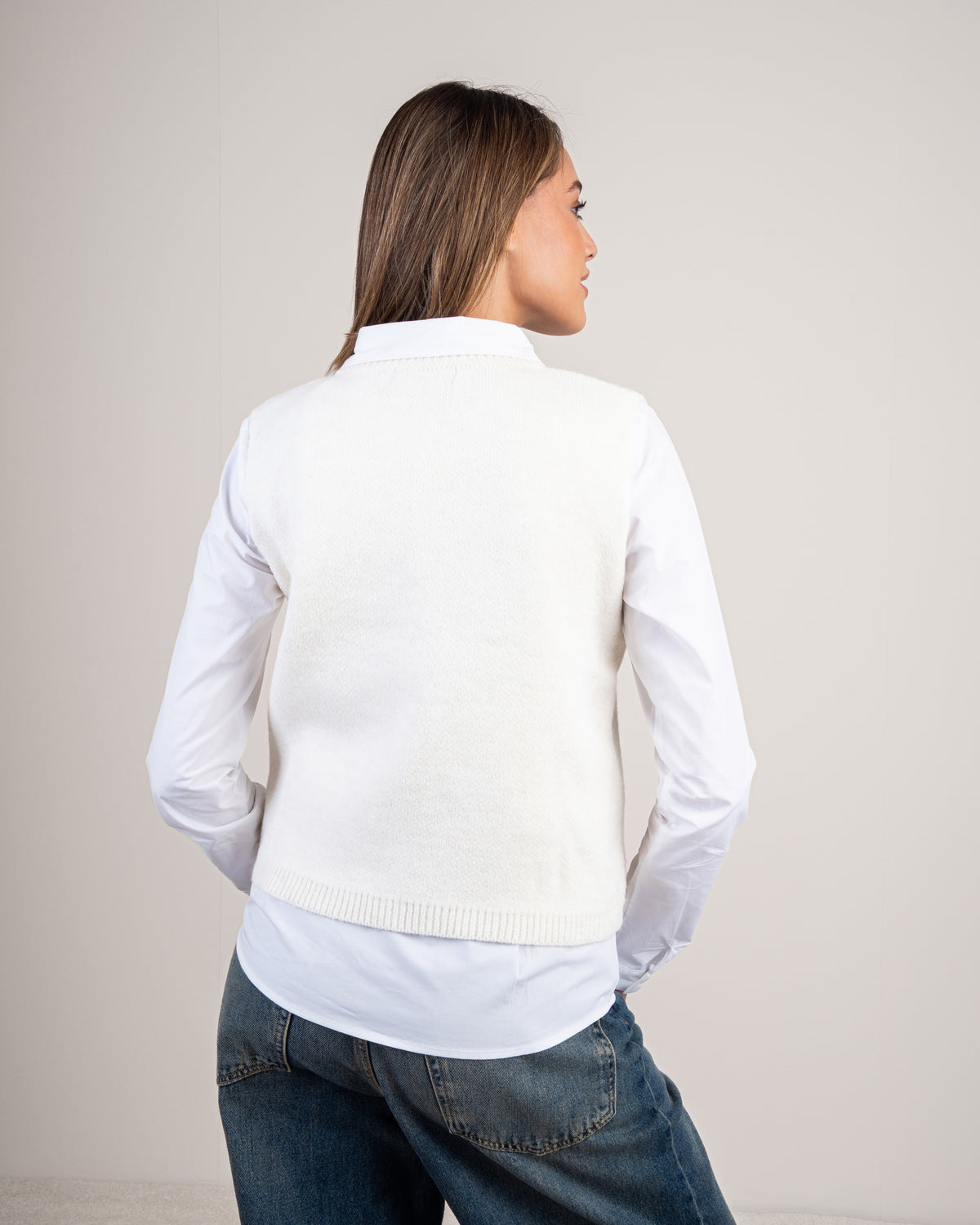 Gold Button Cropped Knitwear Vest