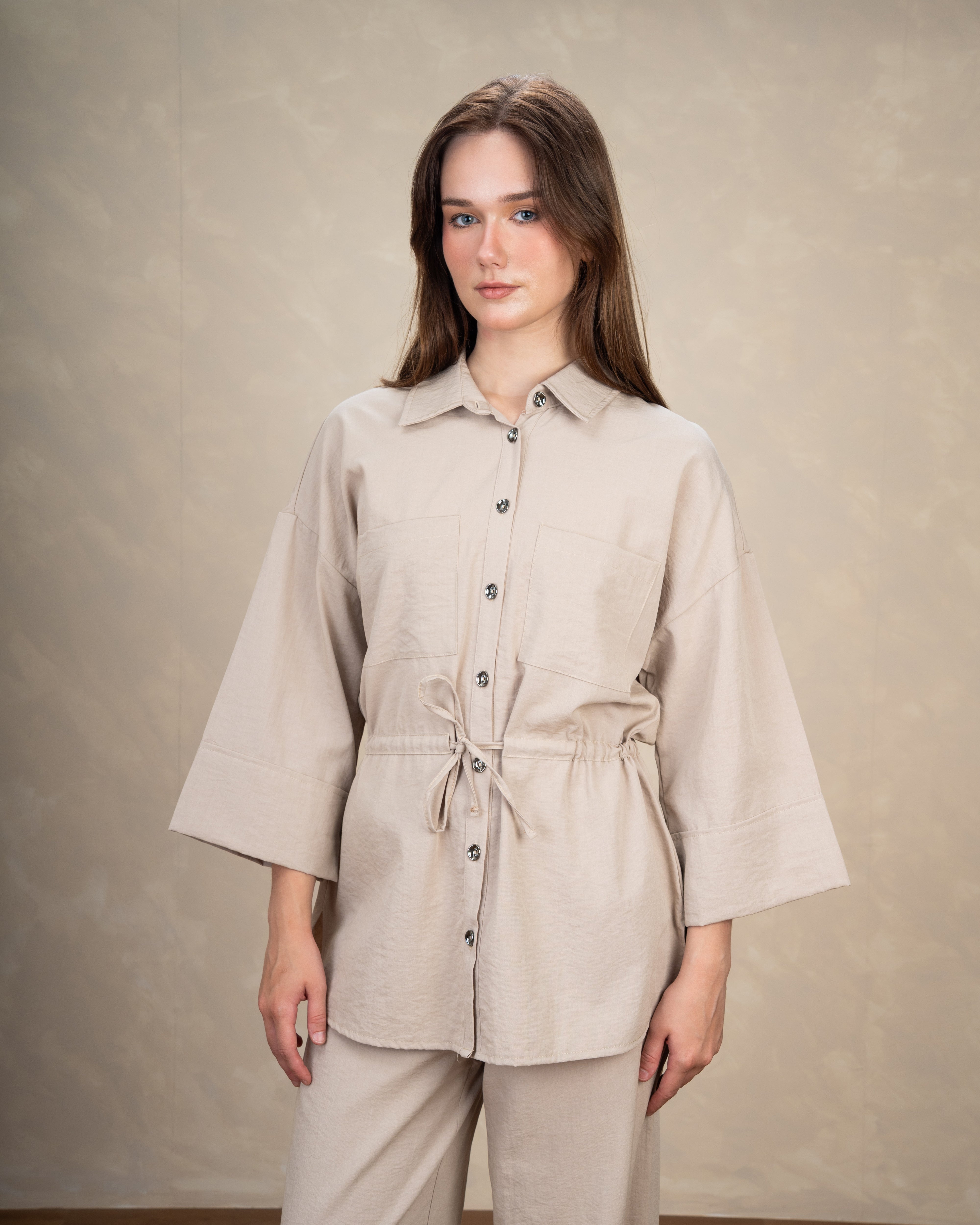 Long Linen Shirt With Waist Belt