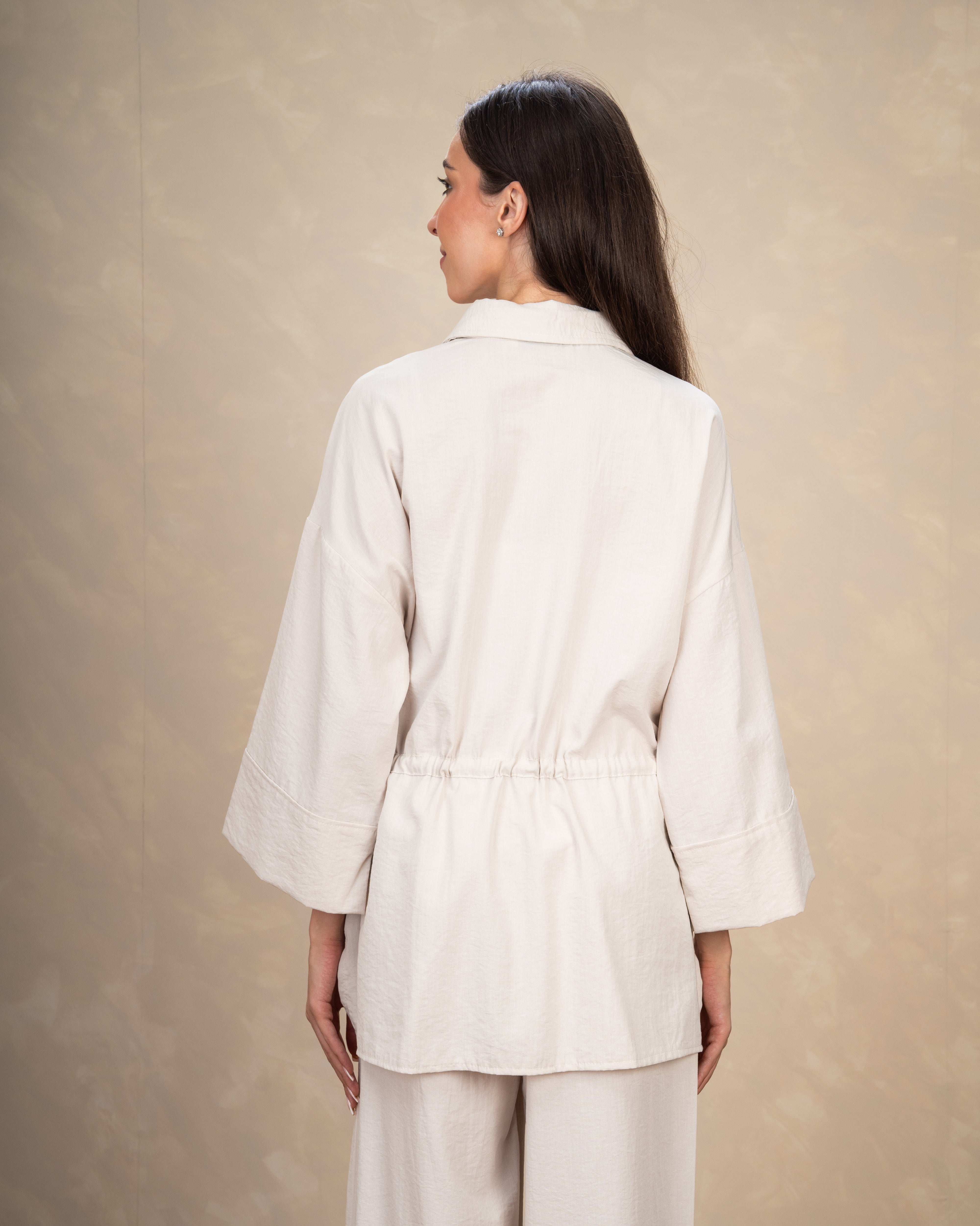 Long Linen Shirt With Waist Belt