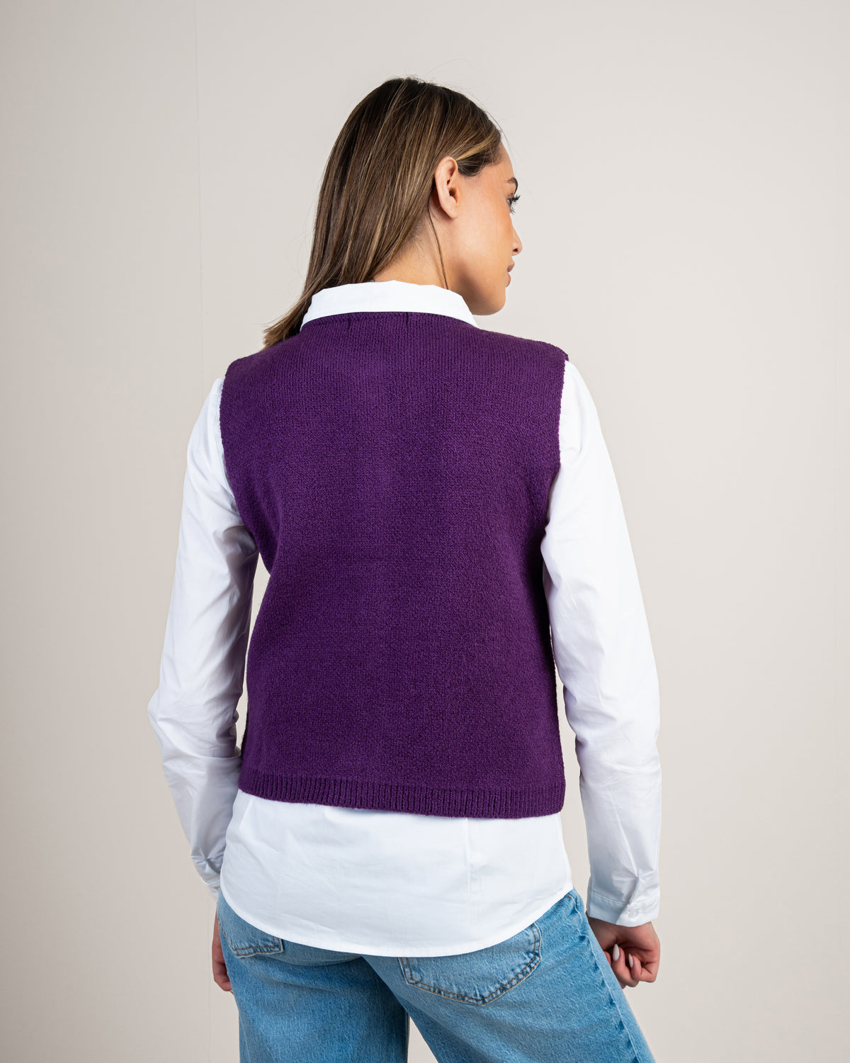 Gold Button Cropped Knitwear Vest