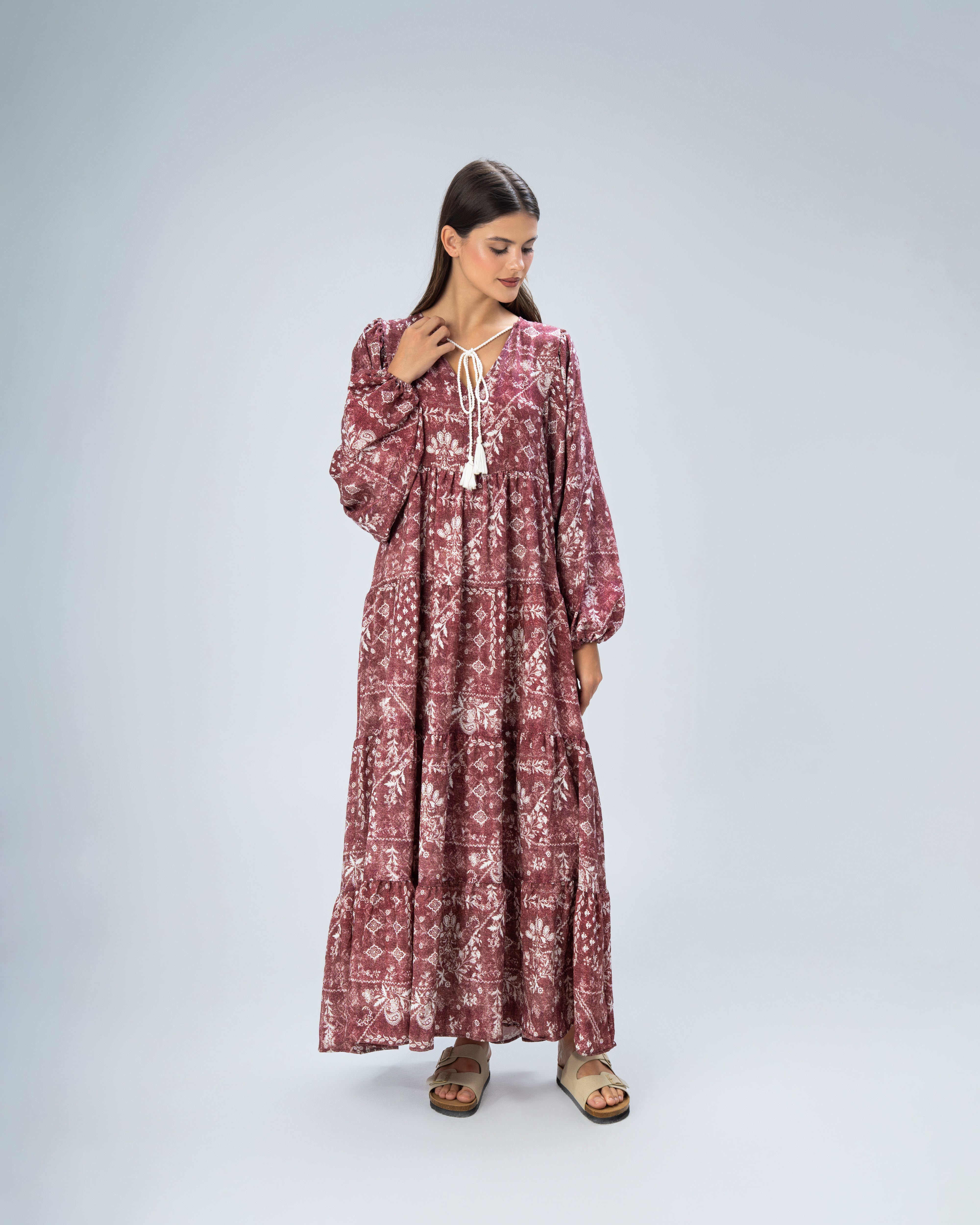 All Over Floral - Dress With Neck Tie