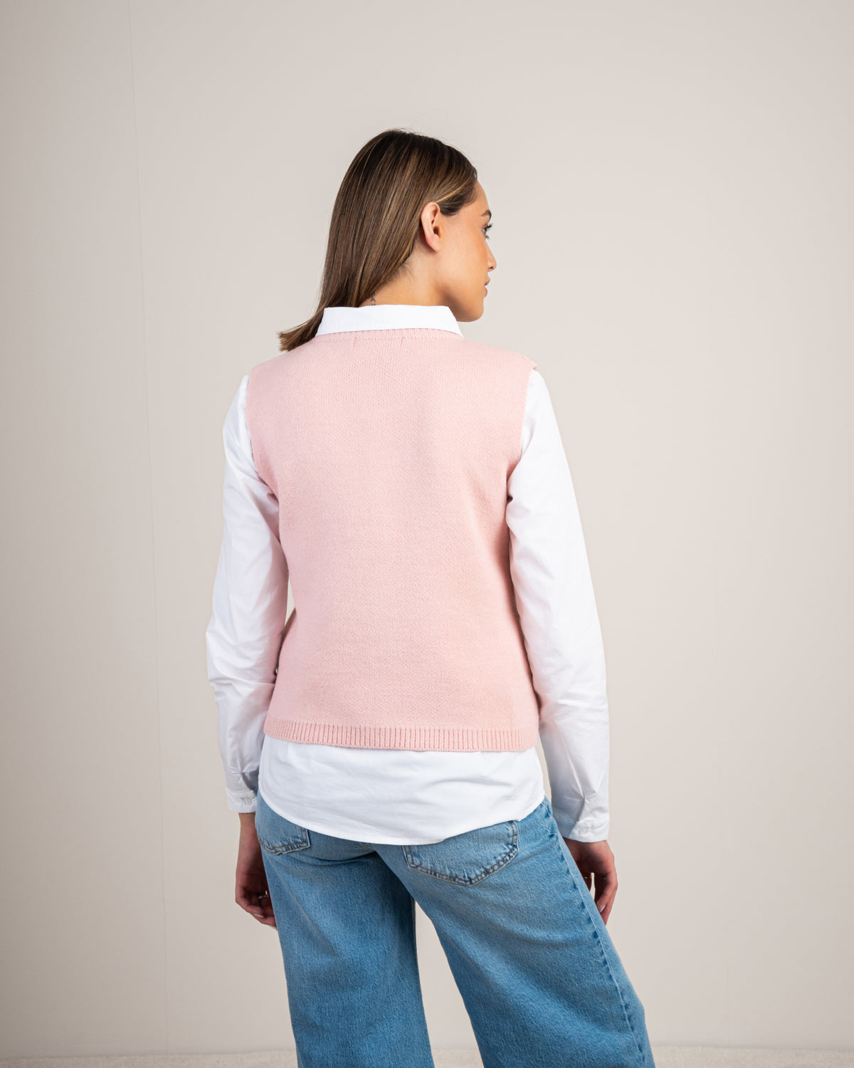 Gold Button Cropped Knitwear Vest