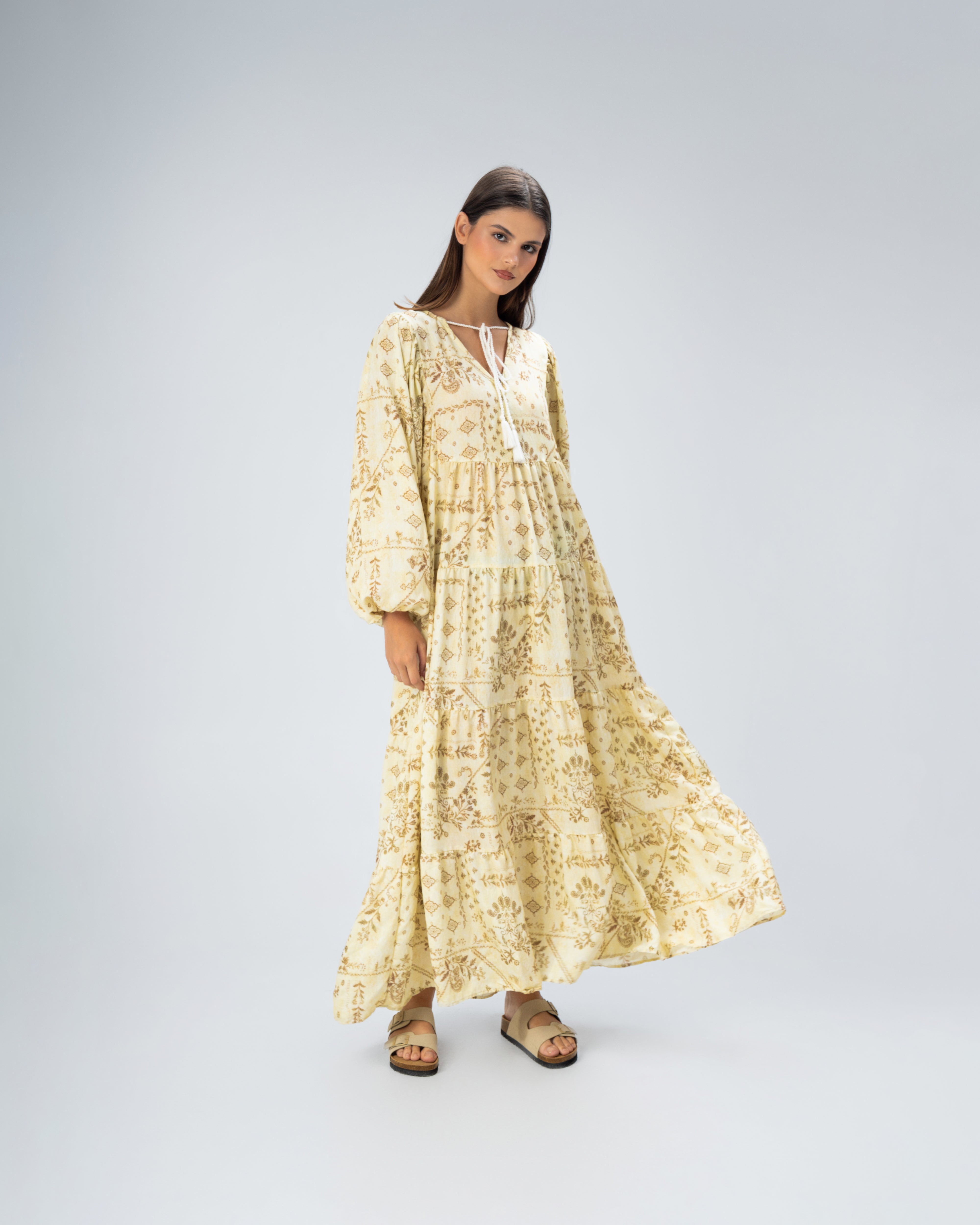 All Over Floral - Dress With Neck Tie