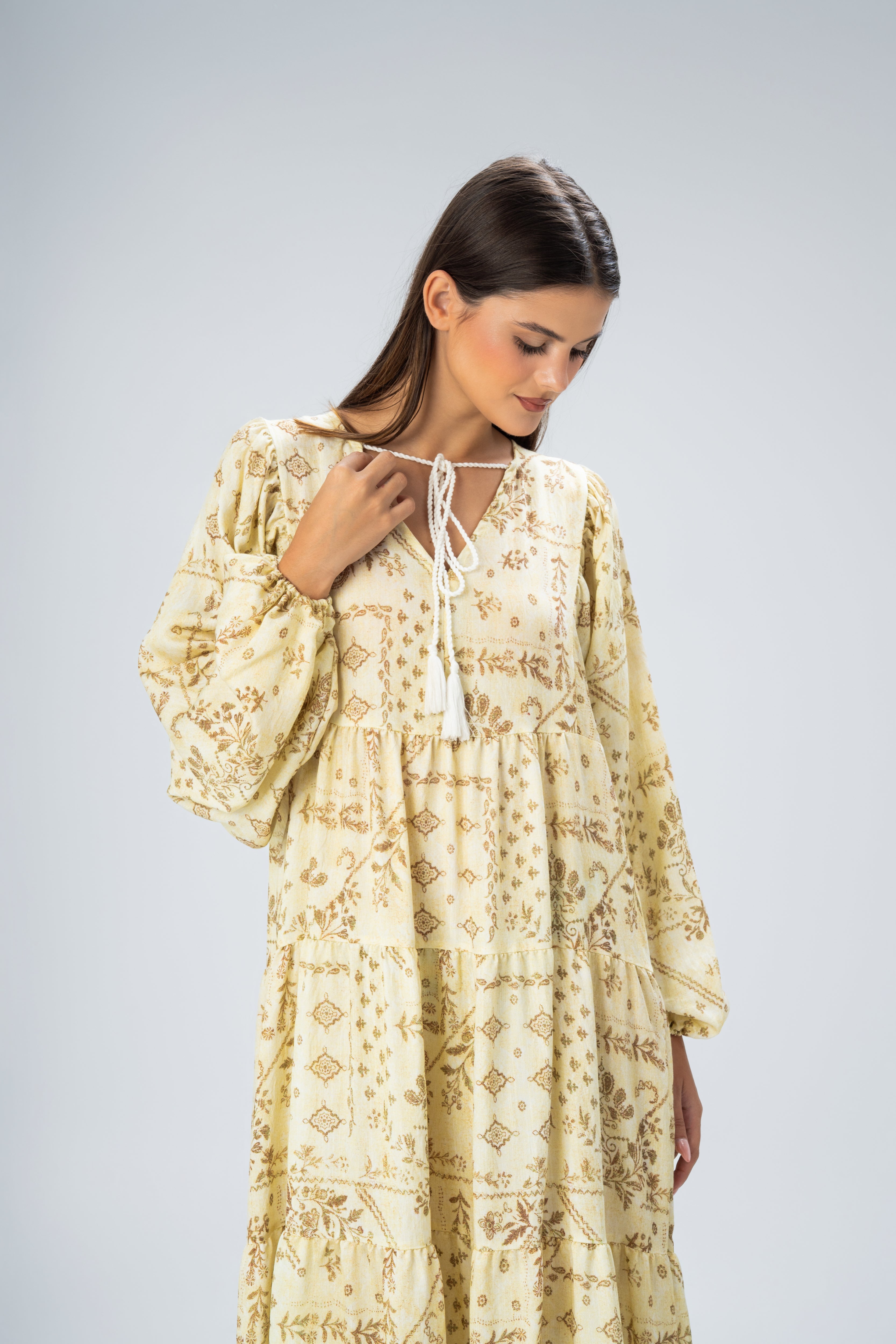 All Over Floral - Dress With Neck Tie