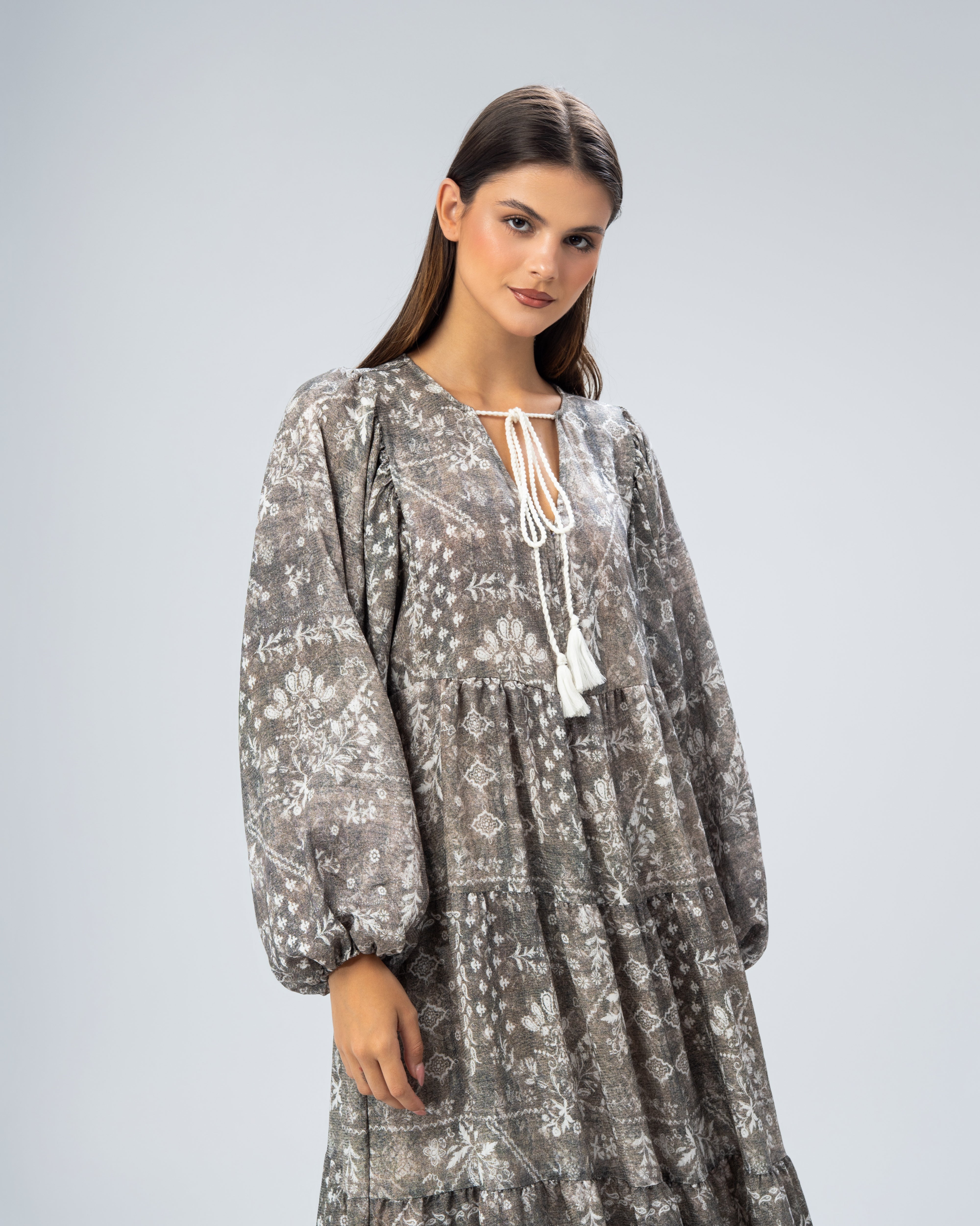 All Over Floral - Dress With Neck Tie