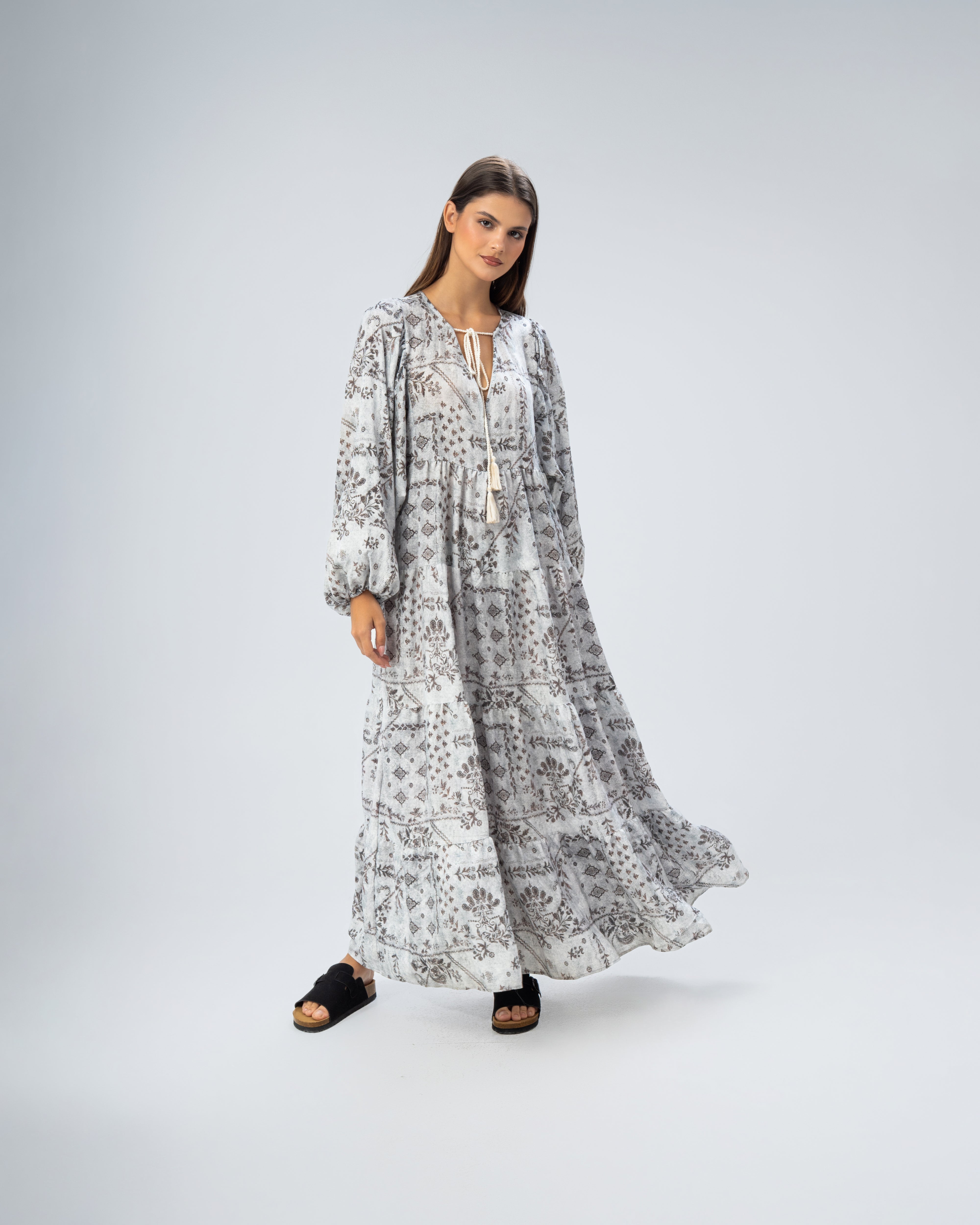 All Over Floral - Dress With Neck Tie