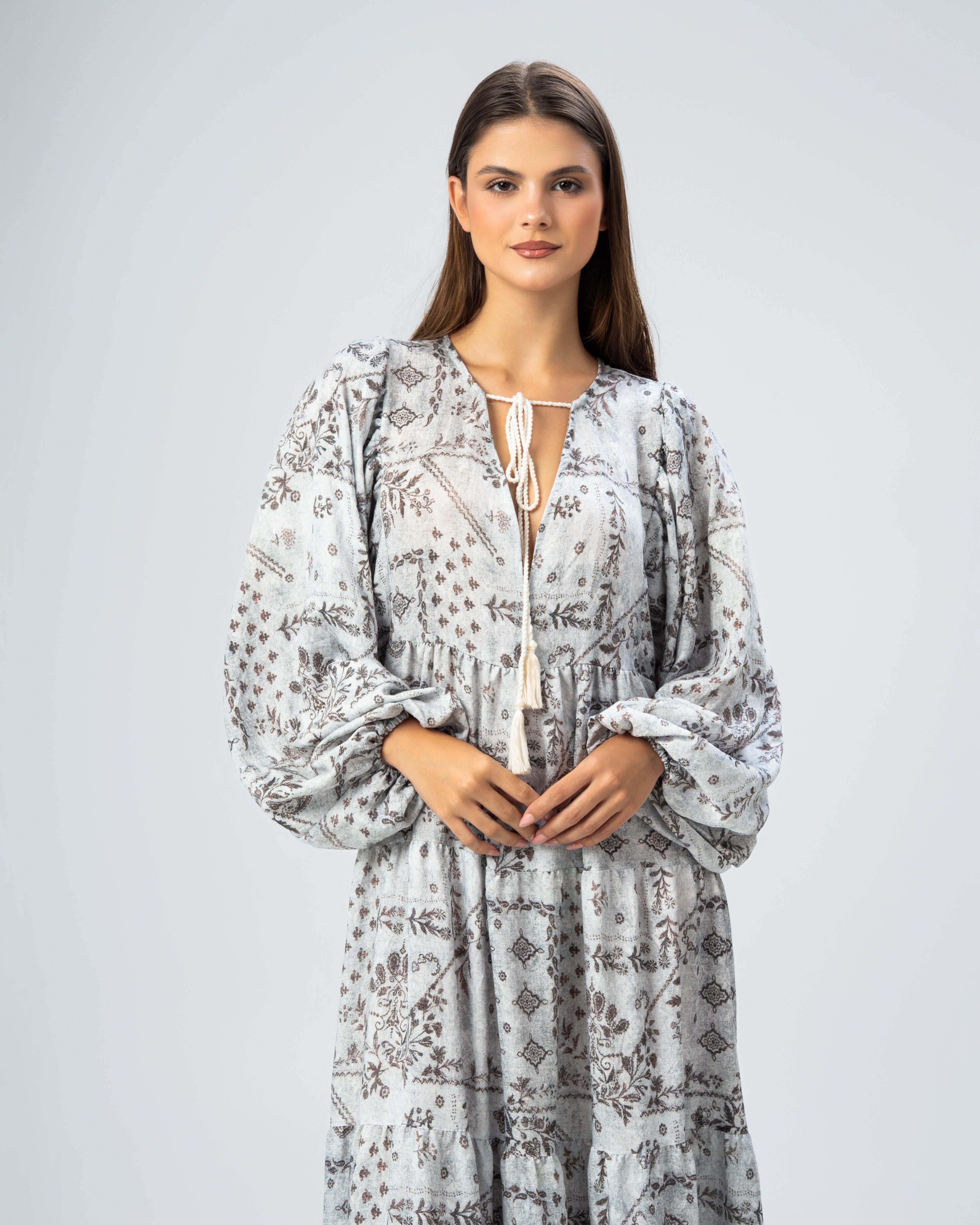 All Over Floral - Dress With Neck Tie