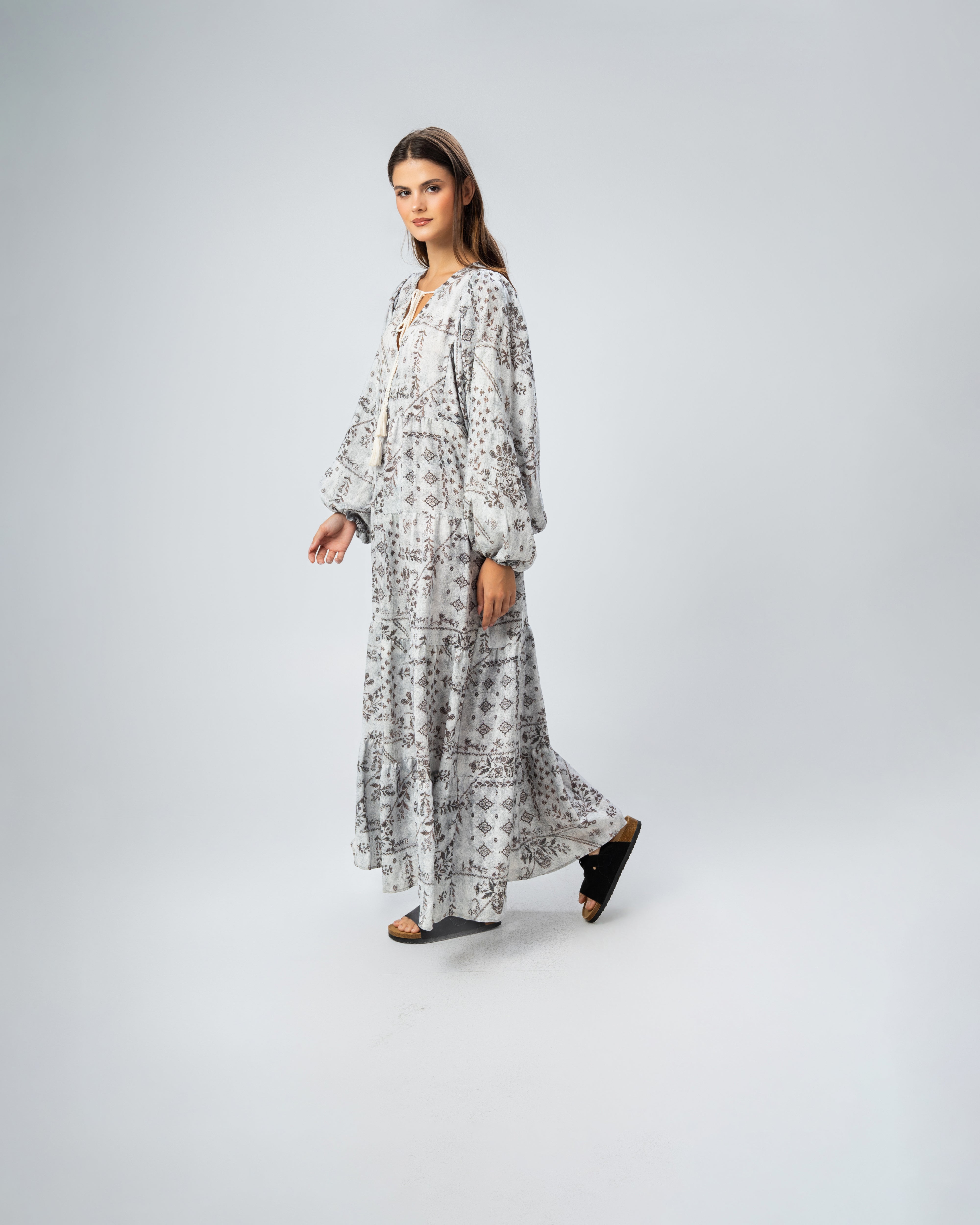 All Over Floral - Dress With Neck Tie