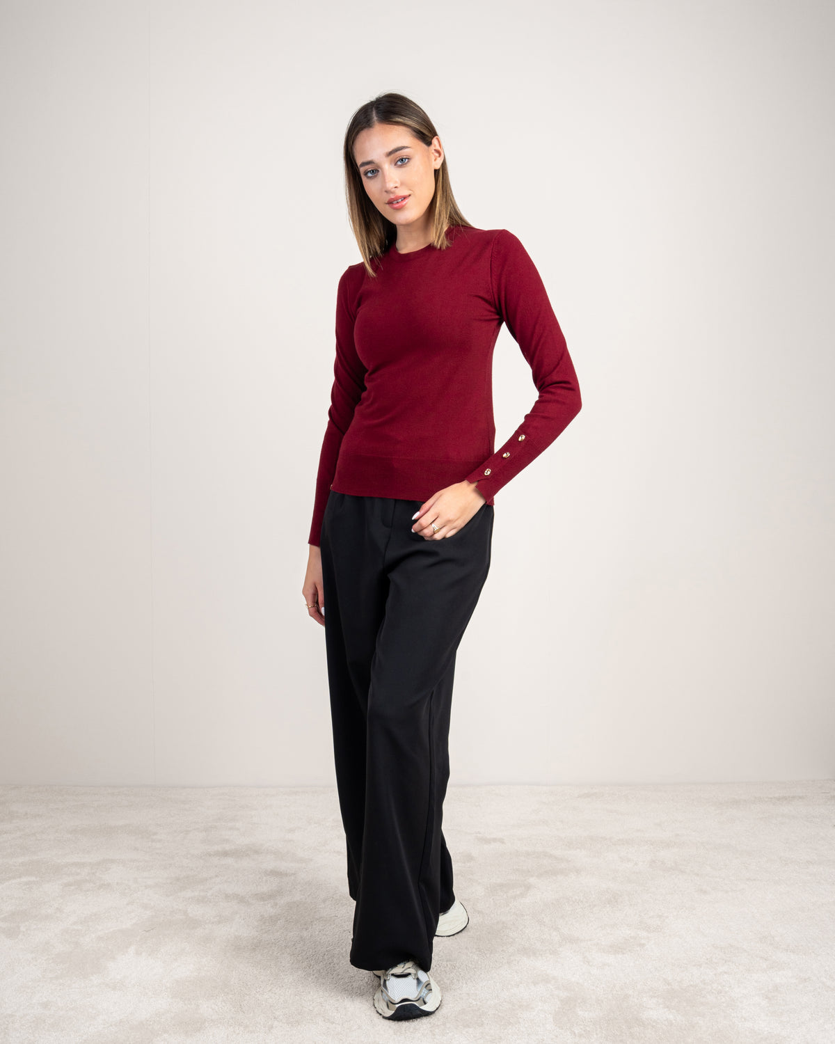 Basic Knitwear Top - With Gold Buttons