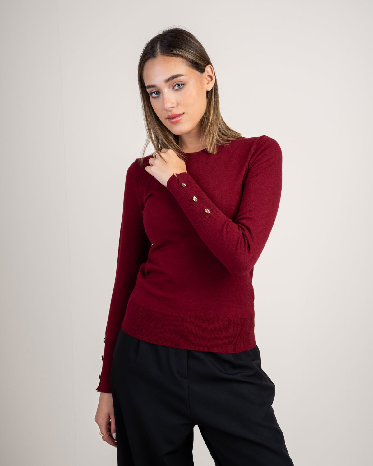 Basic Knitwear Top - With Gold Buttons