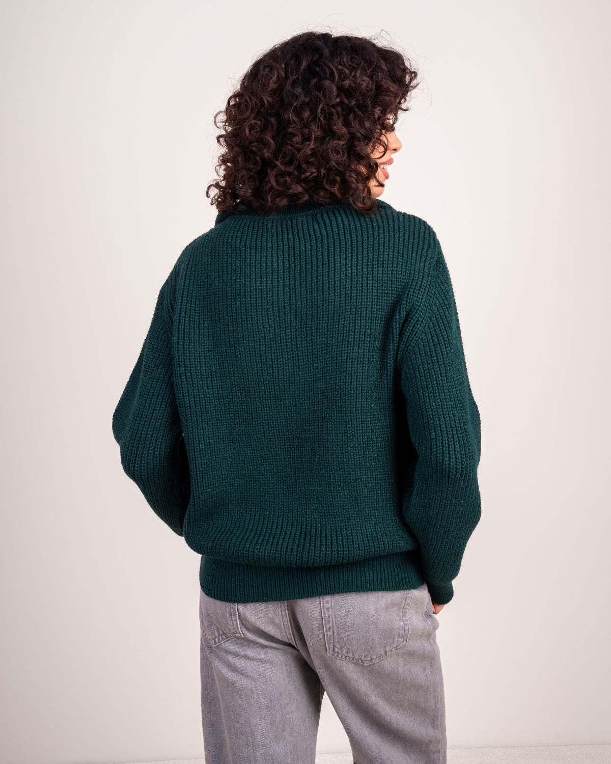 Cropped Knitwear Pullover - With Zip Neck