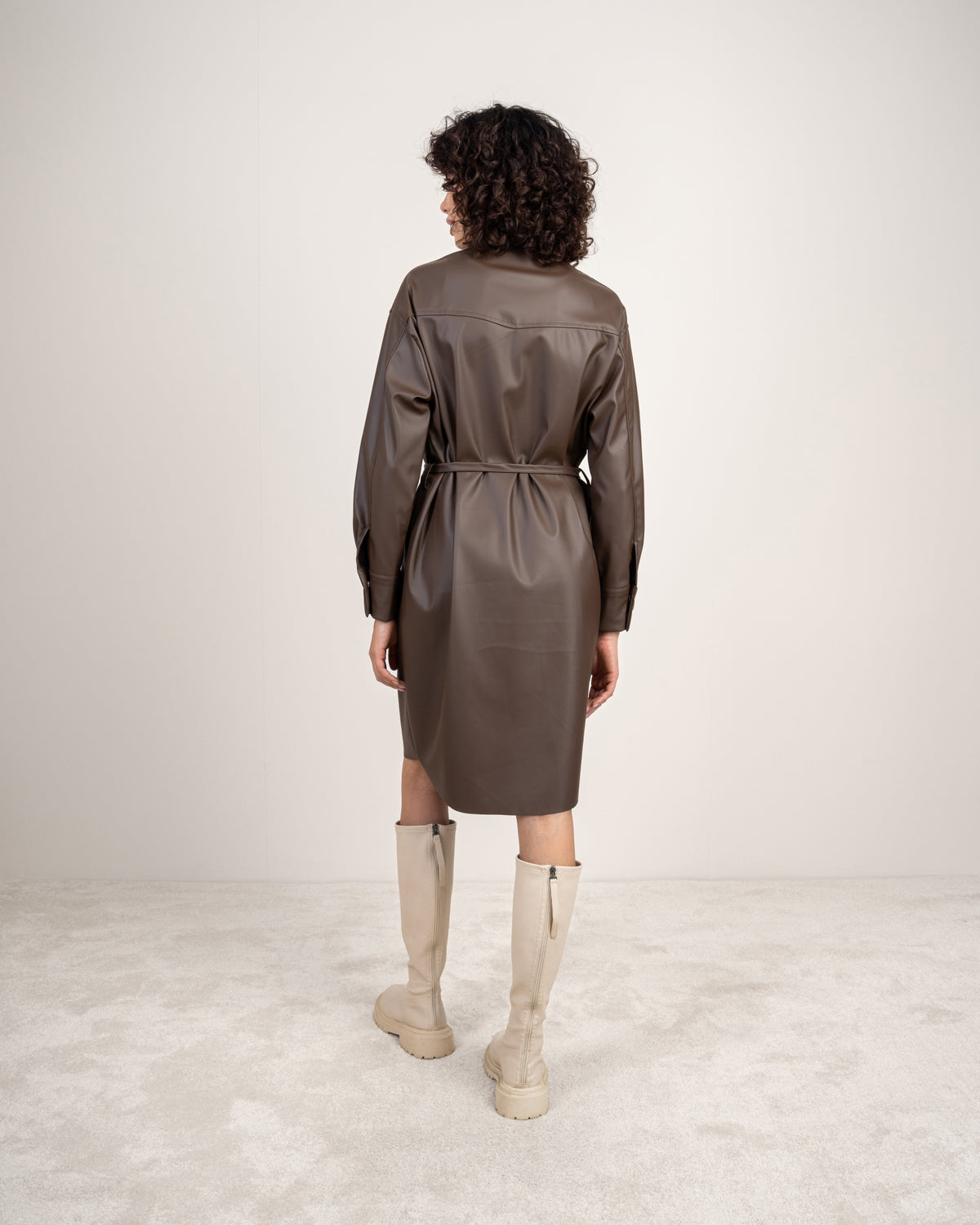 Leather Shirt Dress With Belt