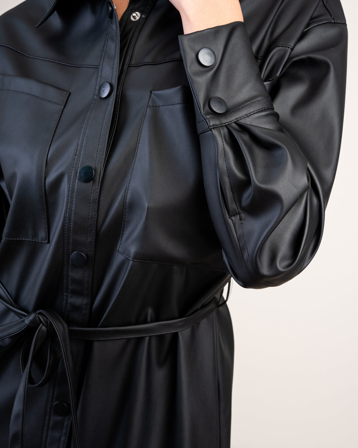 Leather Shirt Dress With Belt