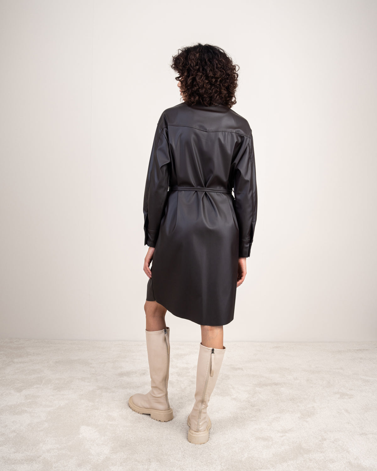 Leather Shirt Dress With Belt