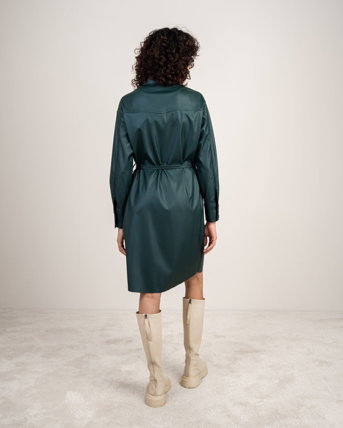Leather Shirt Dress With Belt