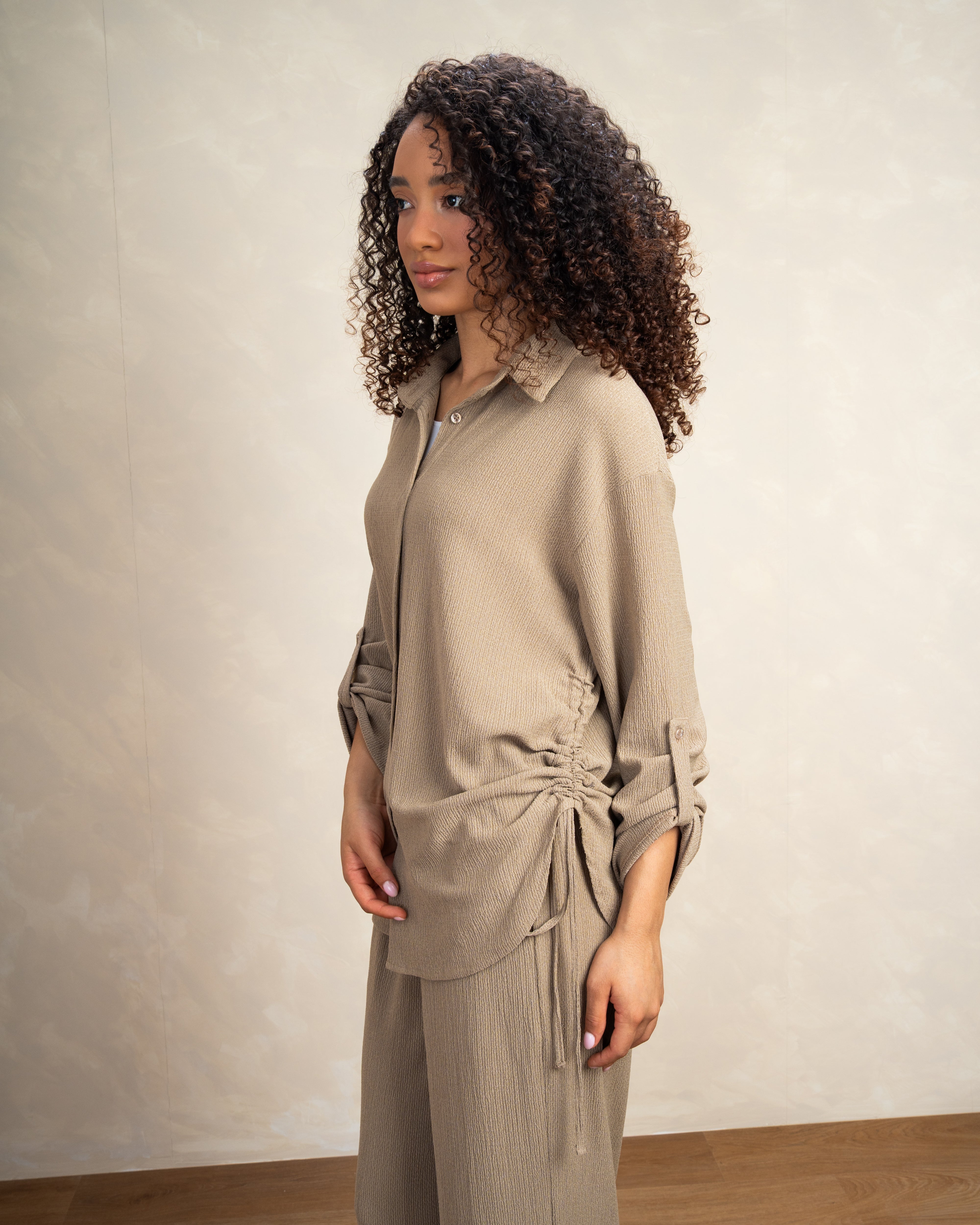 Long Shirt With Side Elastic Tie