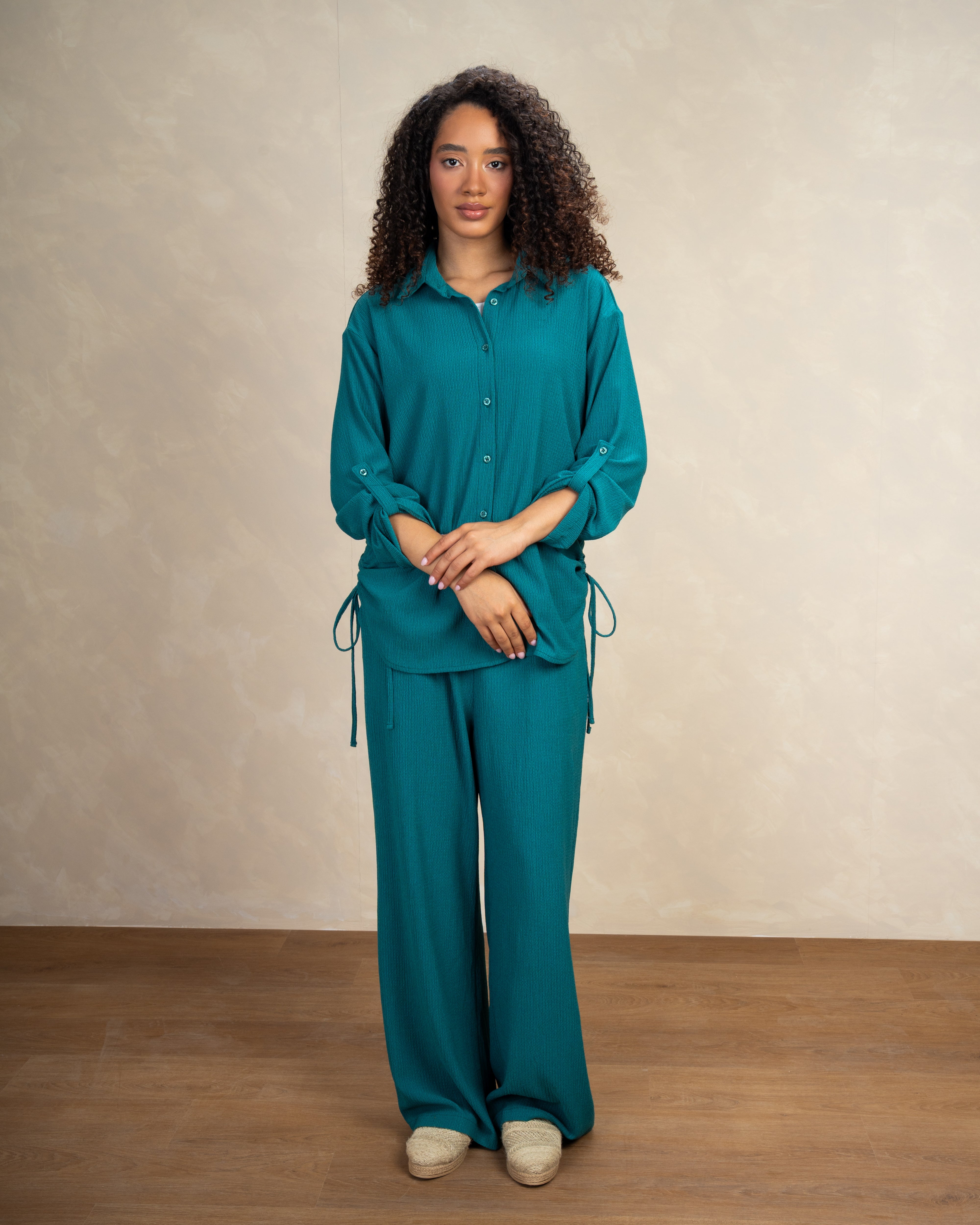 Long Shirt With Side Elastic Tie