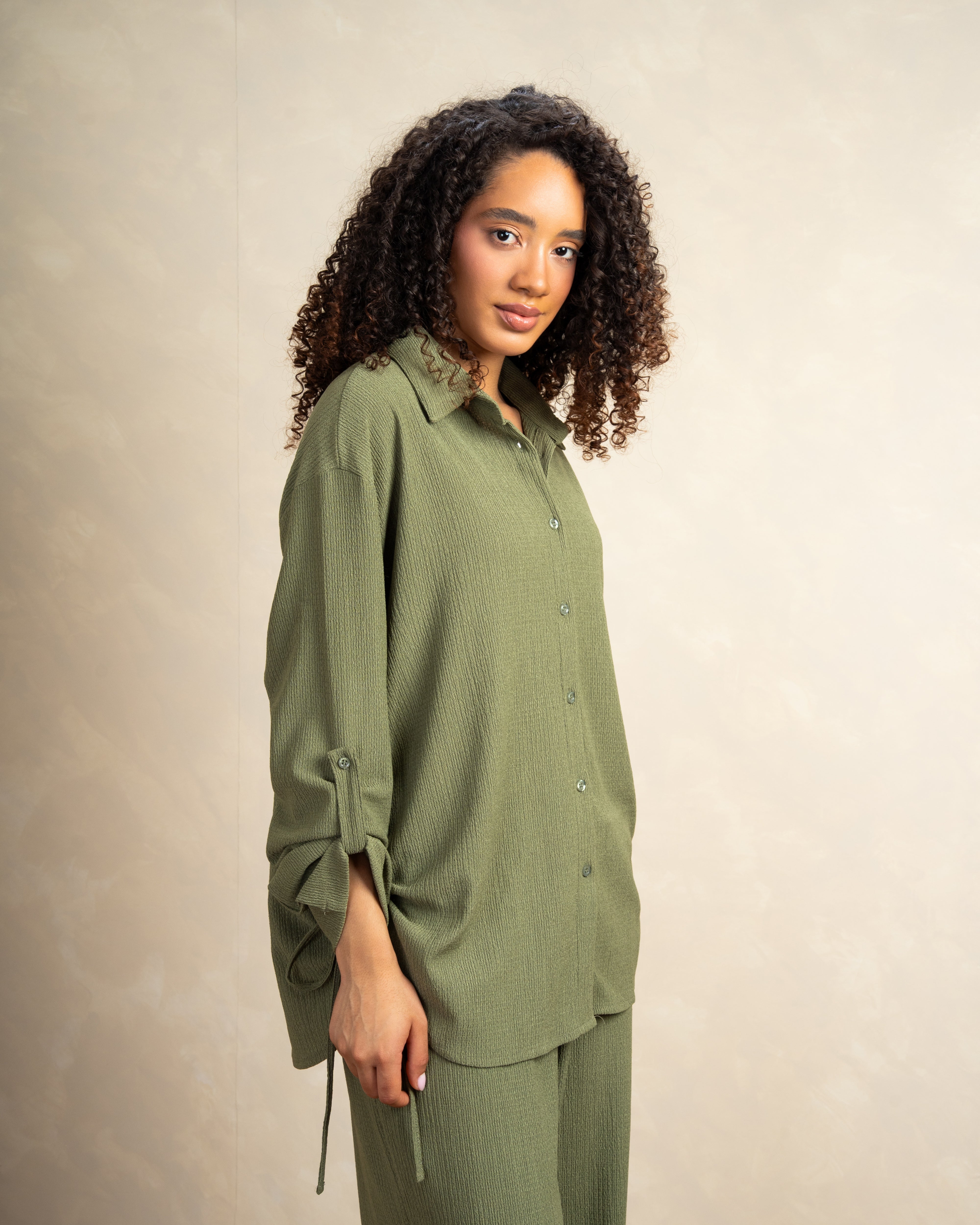 Long Shirt With Side Elastic Tie