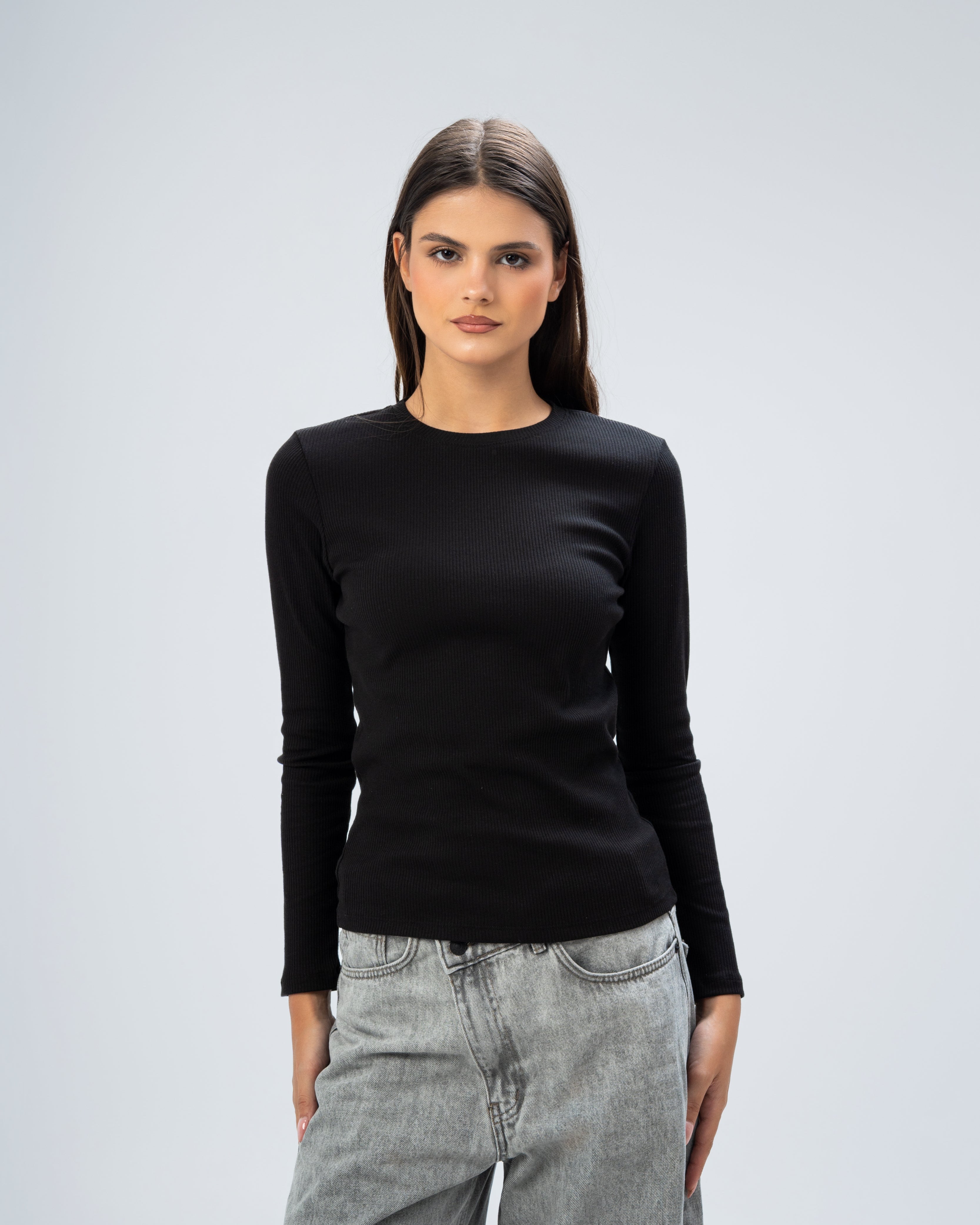 Basic Top – Plain (Light Ribbed Sleeves)