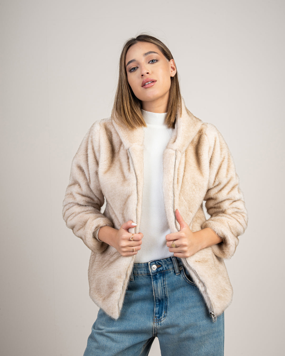 fur jacket with hood