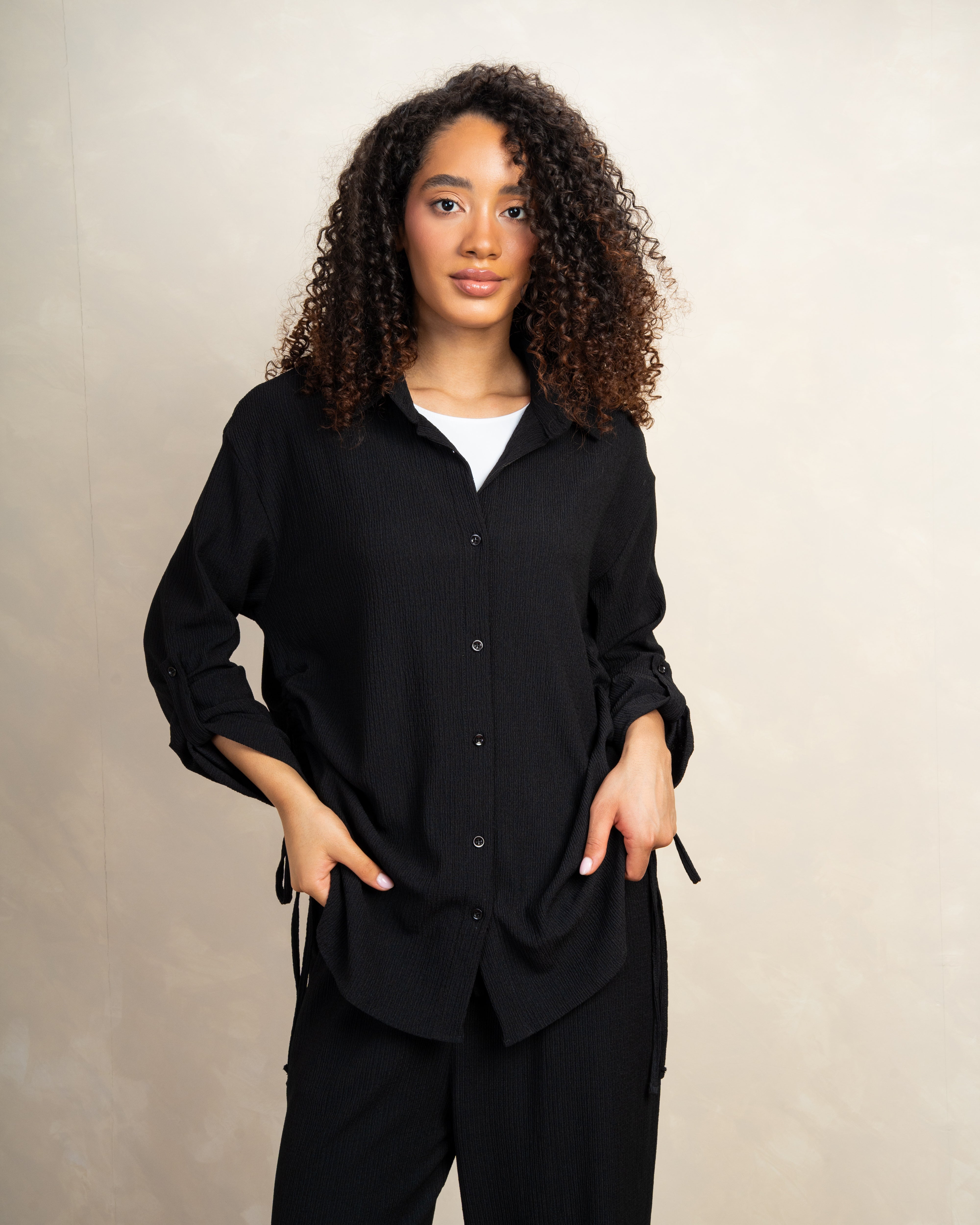 Long Shirt With Side Elastic Tie