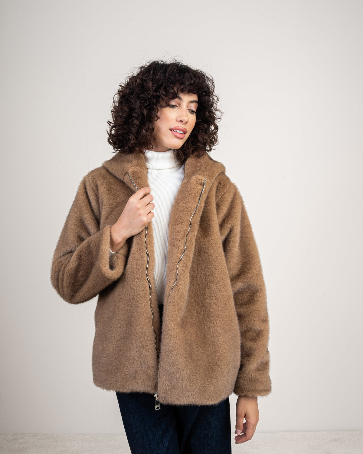 fur jacket with hood