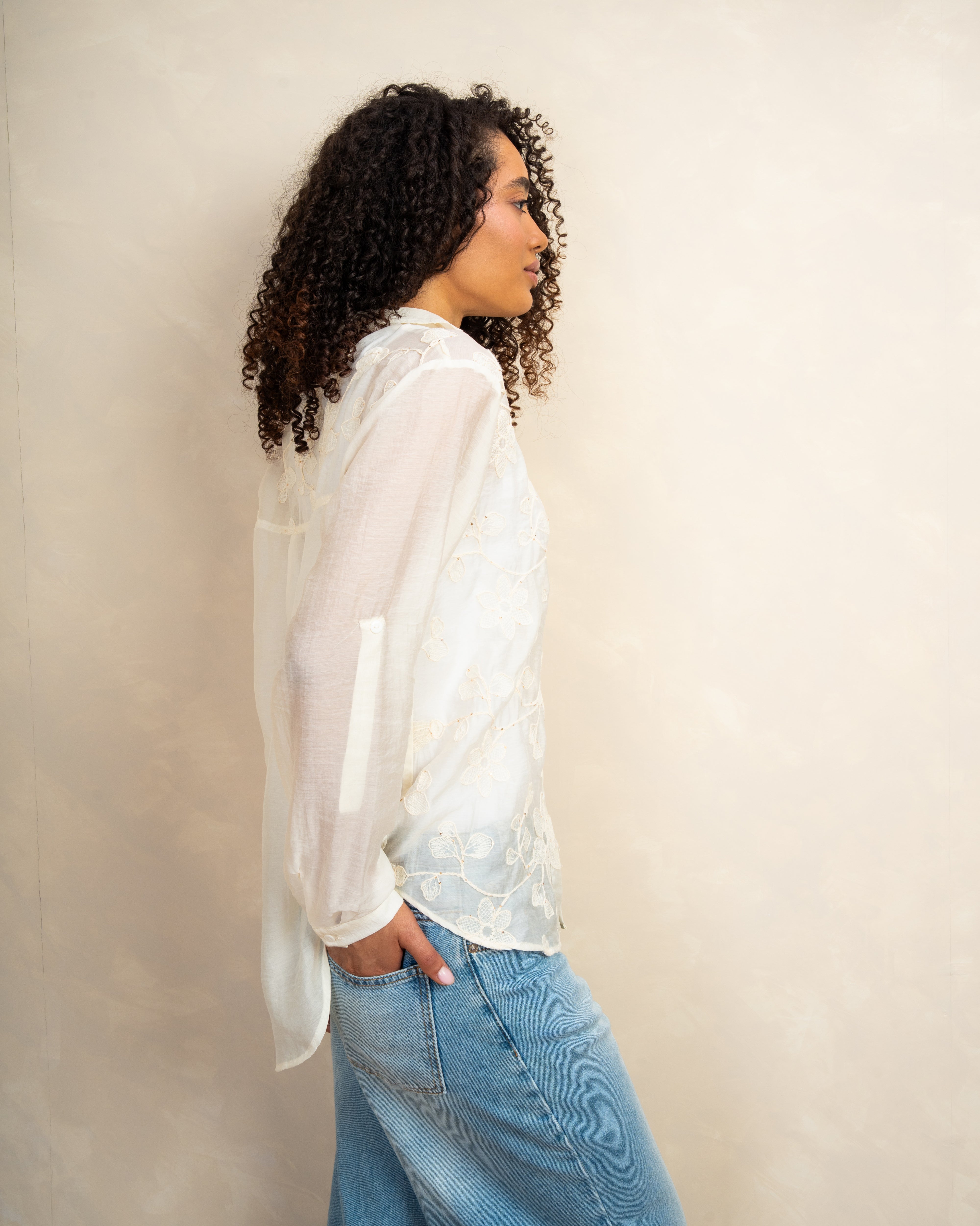 Floral Chest Long Shirt