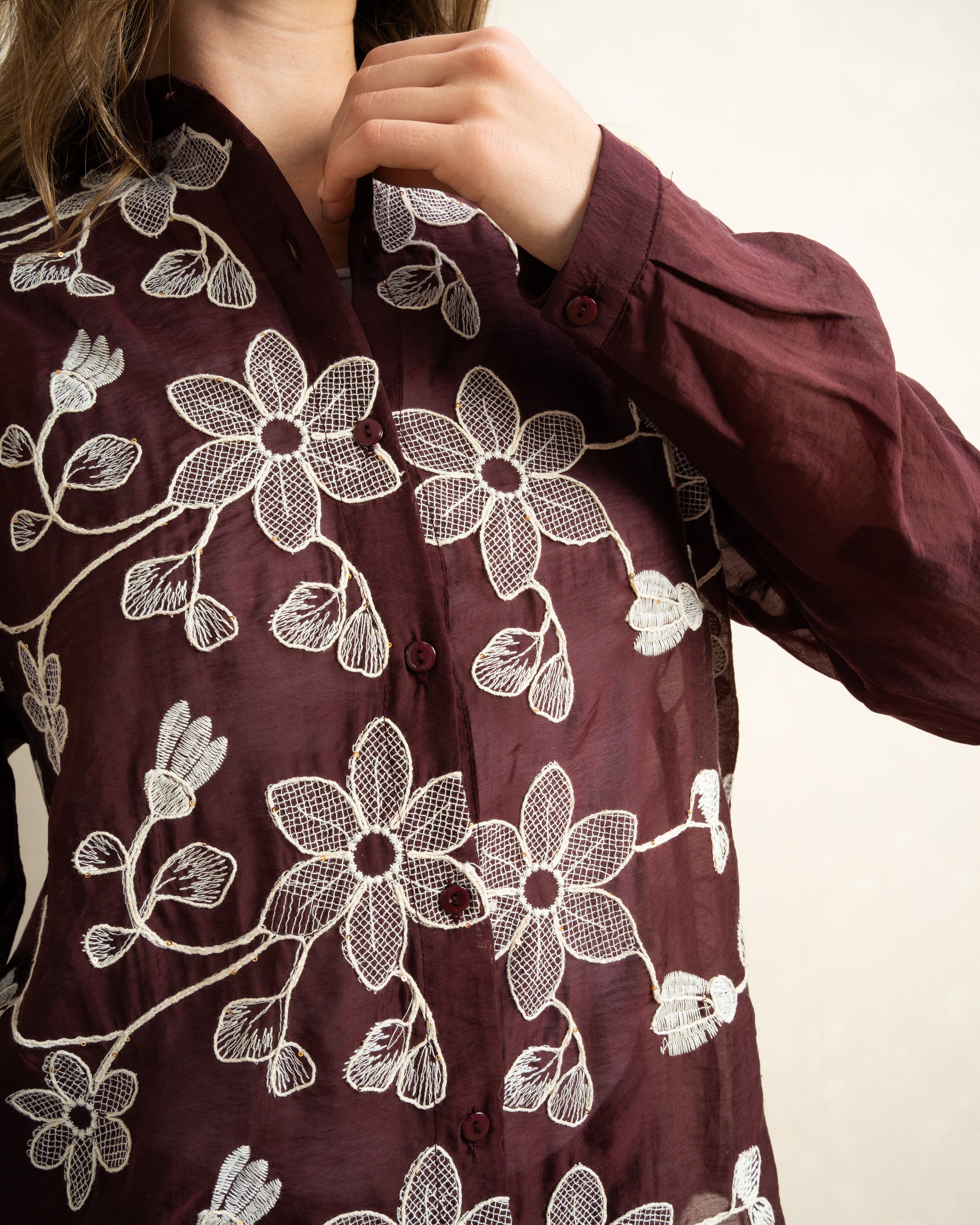 Floral Chest Long Shirt