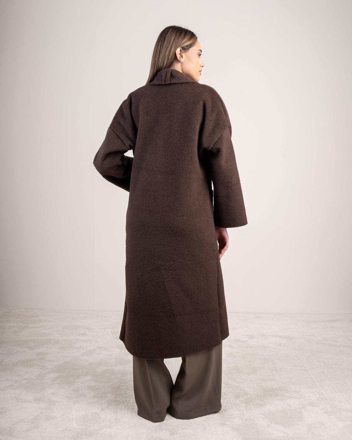 Long wool jacket with 2 pockets