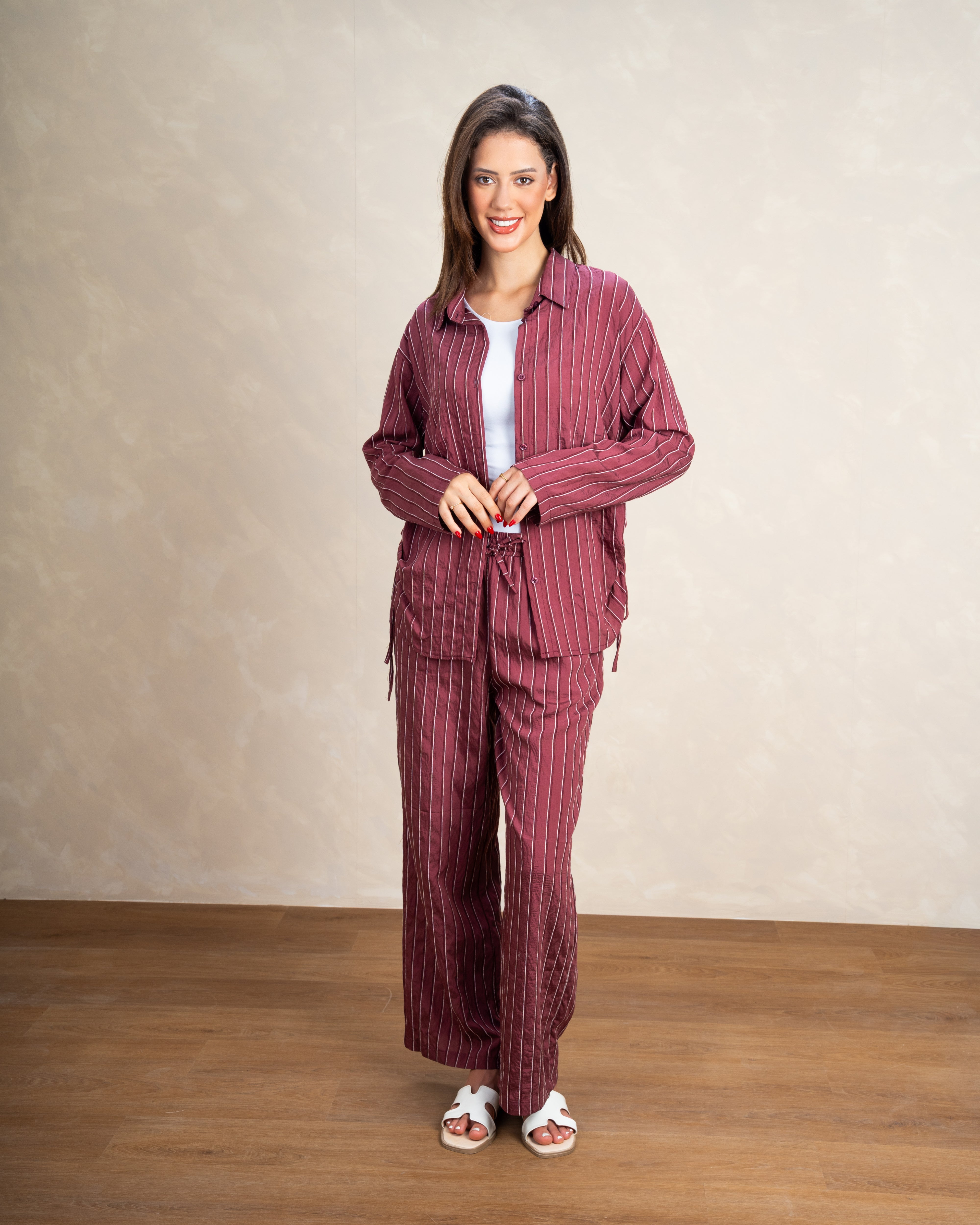 Vertical Striped Shirt With Subtle Color Line