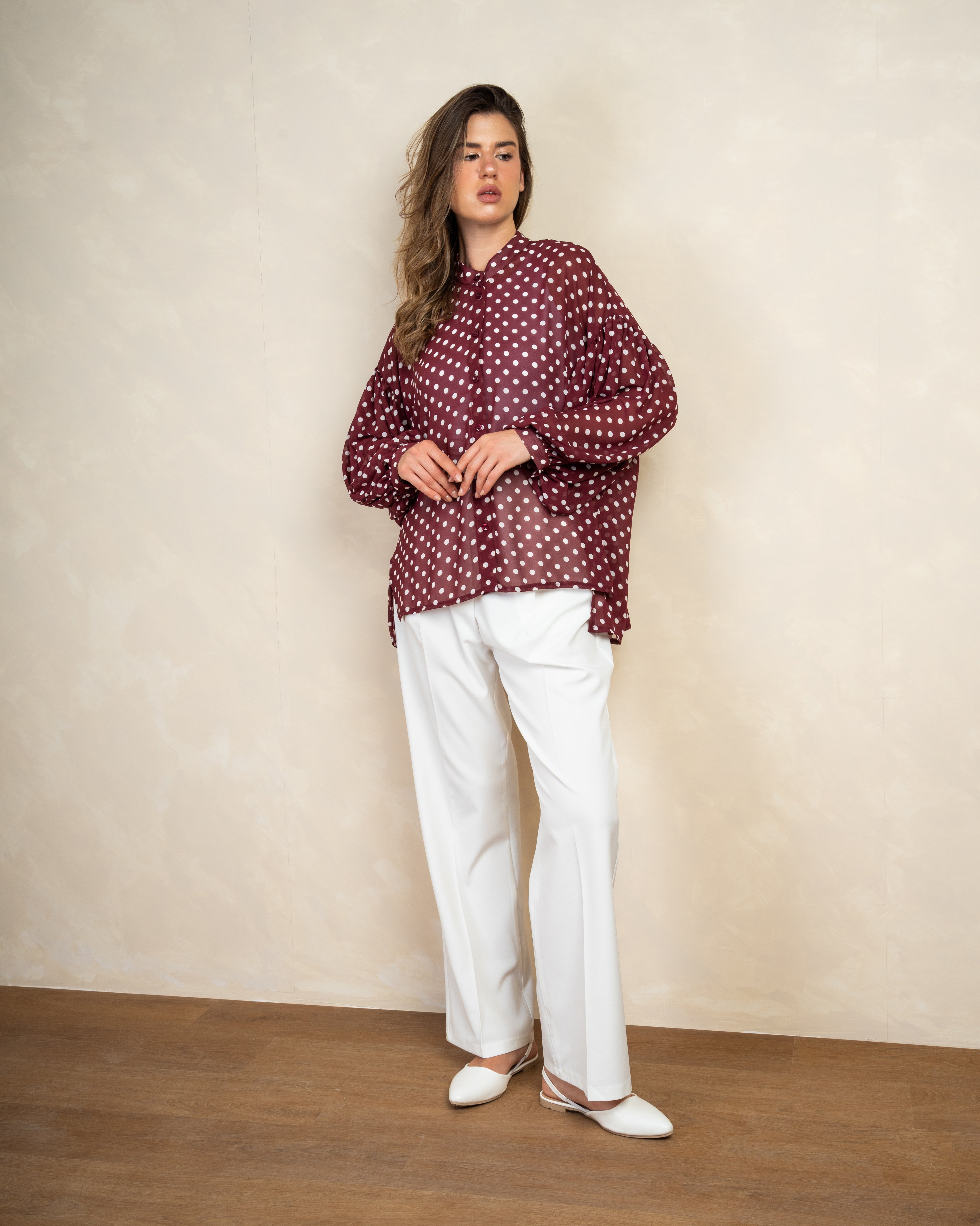 Long Polka Dot Shirt In Different Colors