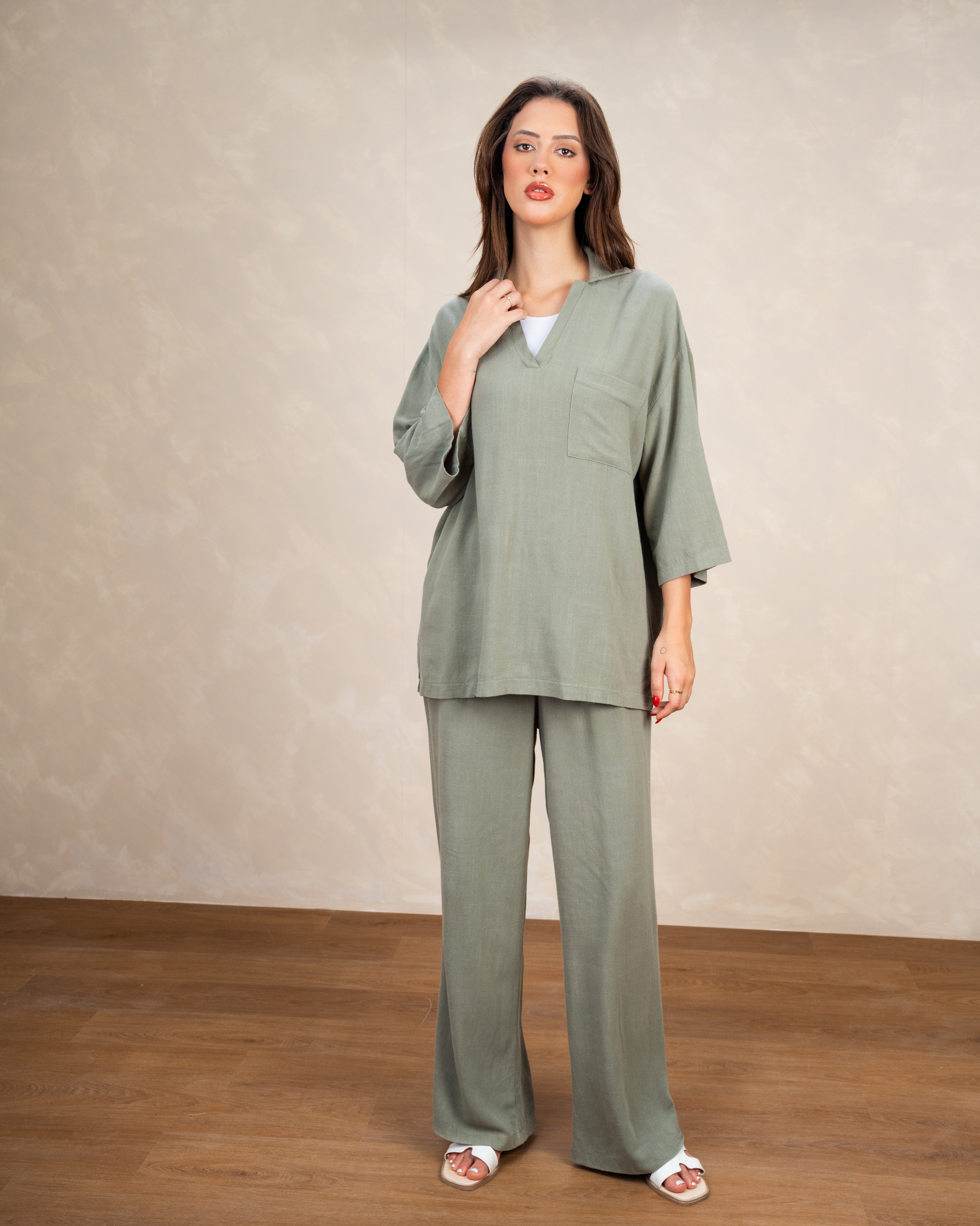 Minimal Linen Blouse With Pocket
