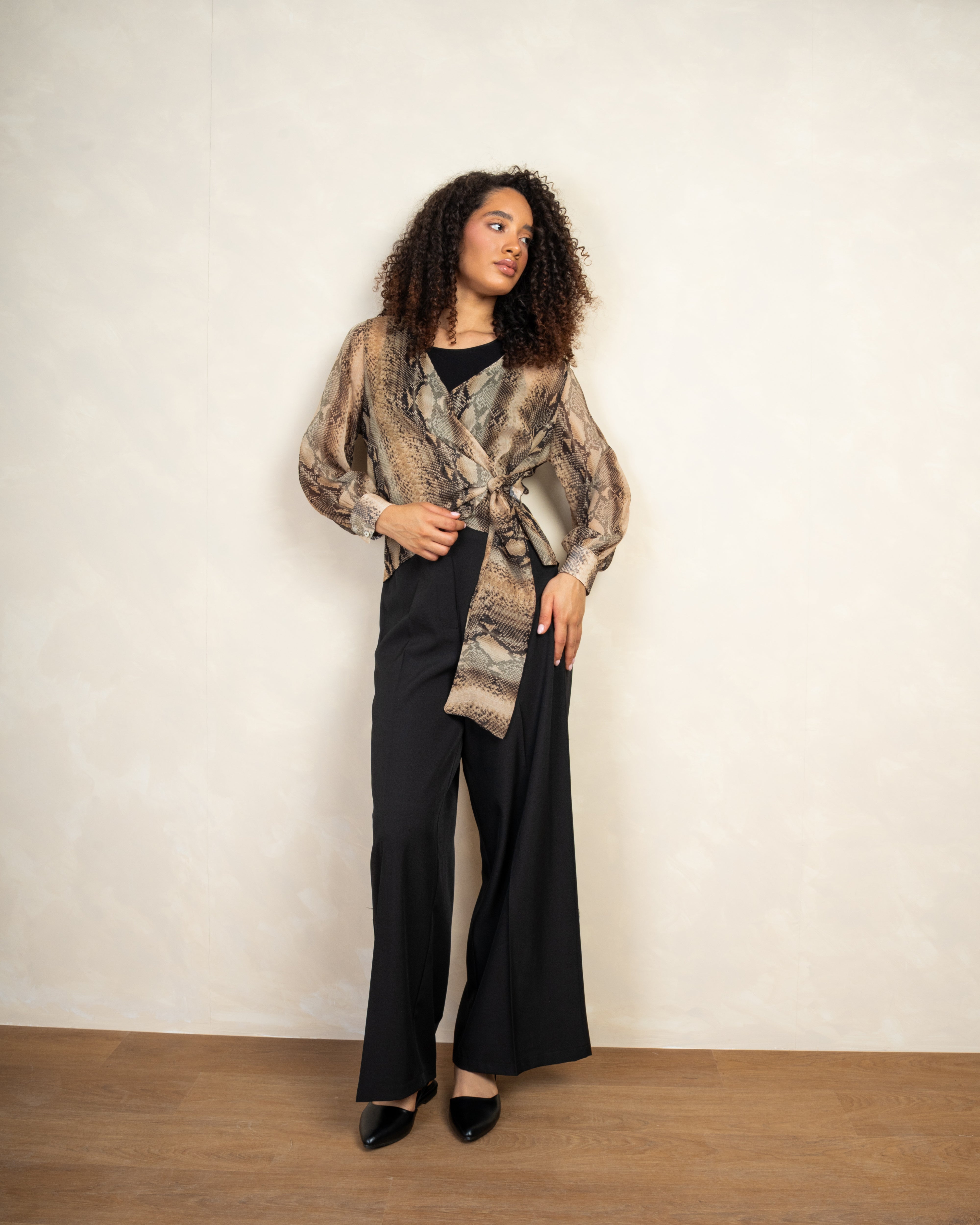 Snake Print Wrap Blouse
