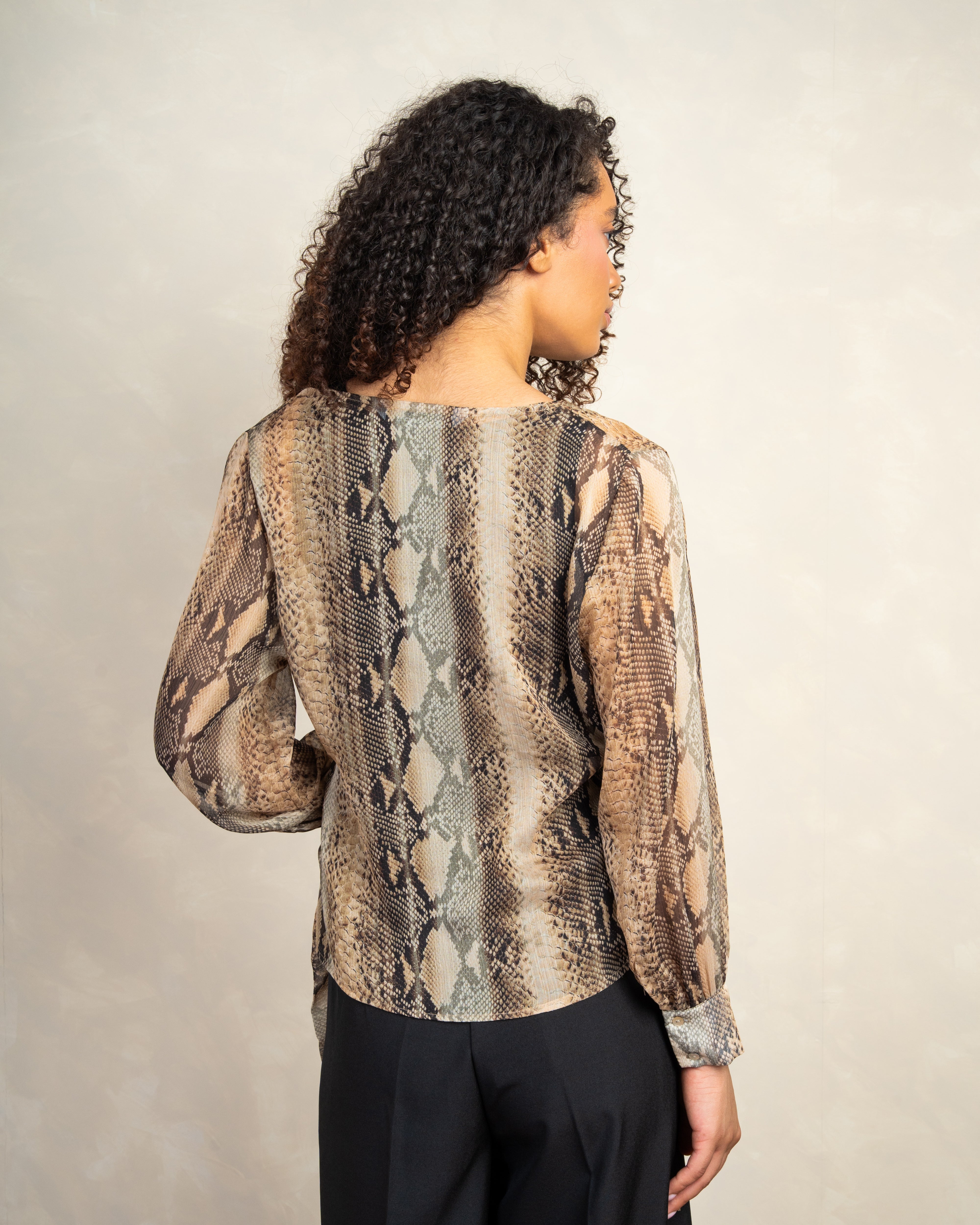 Snake Print Wrap Blouse