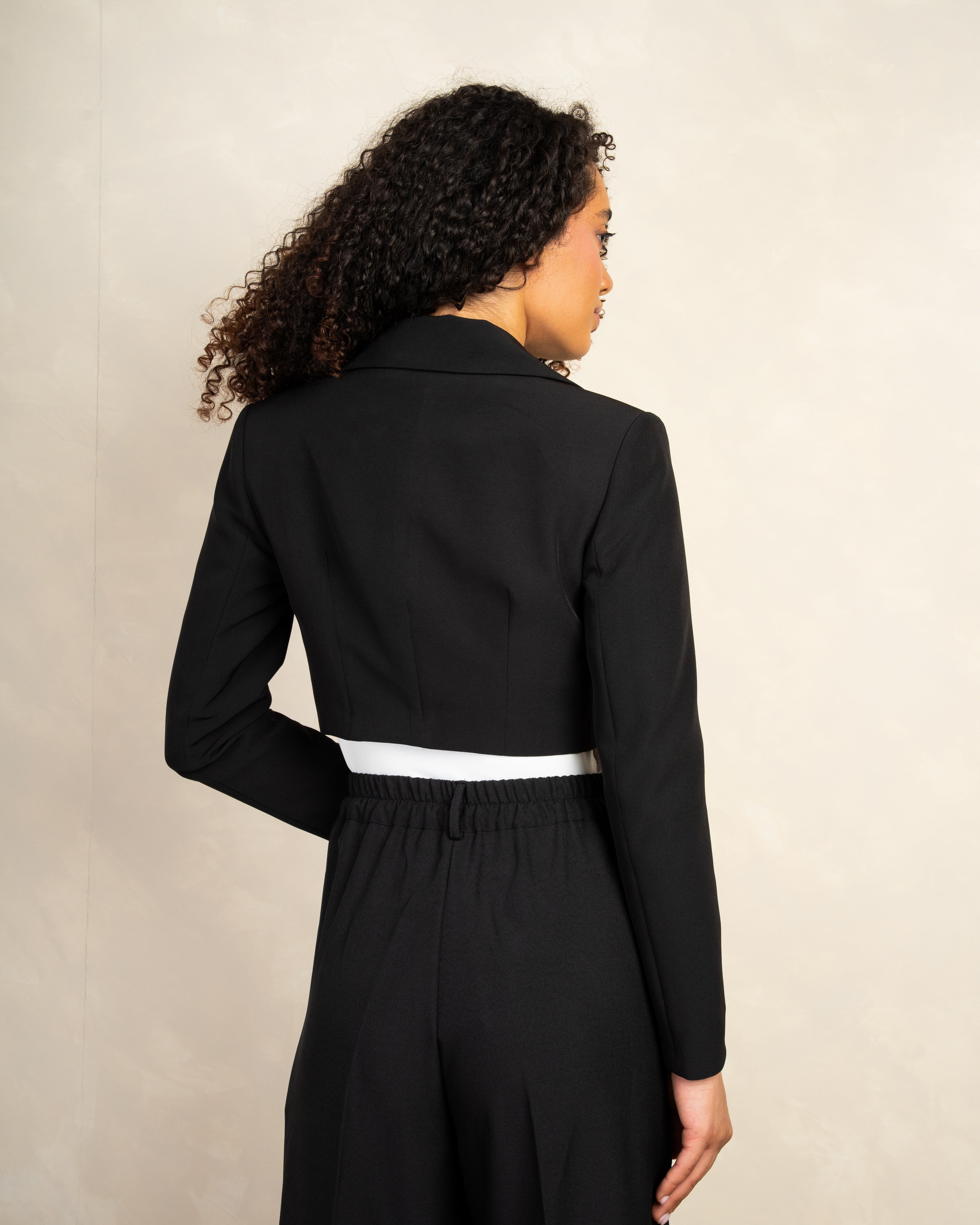Short Plain Blazer With Button