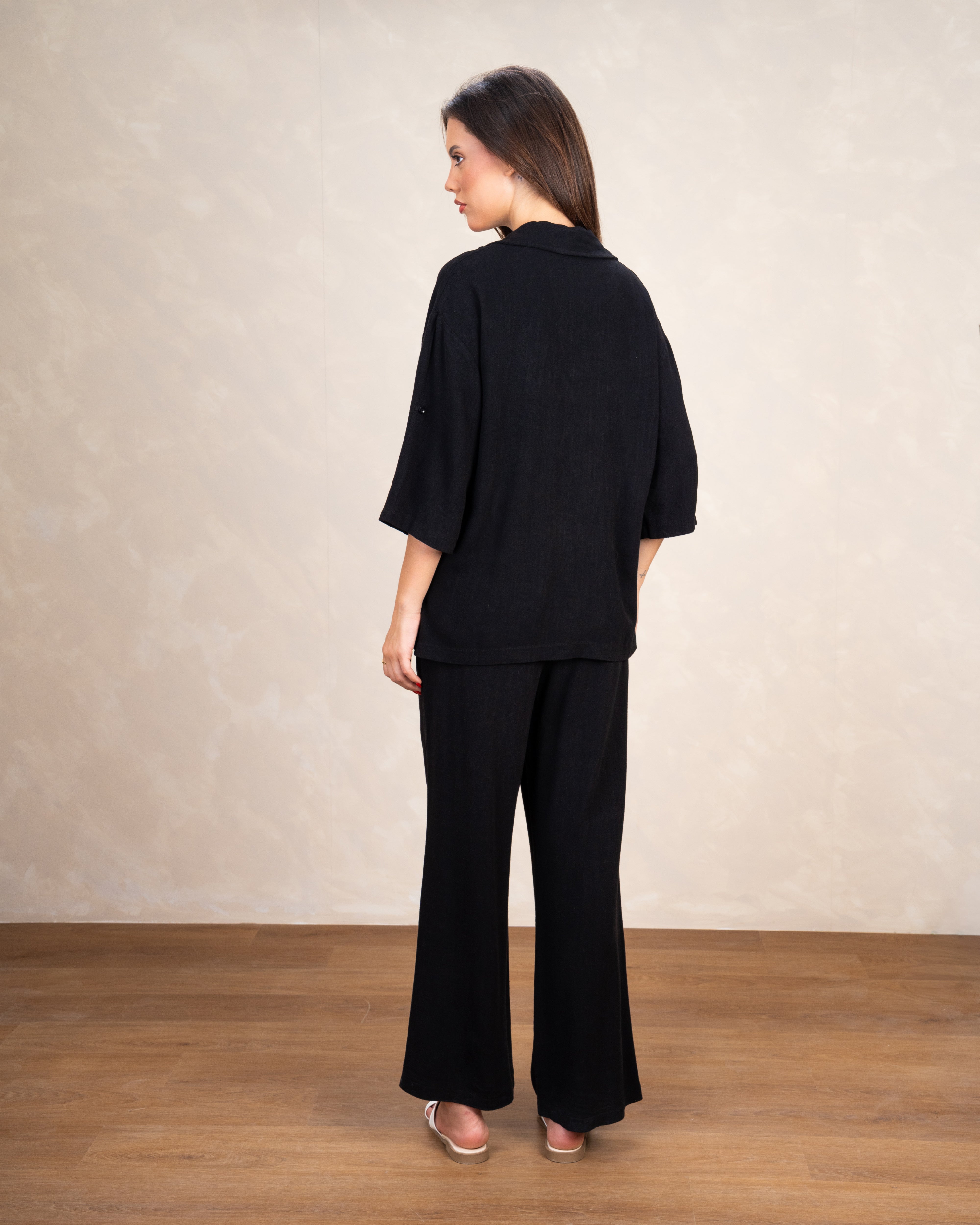 Minimal Linen Blouse With Pocket