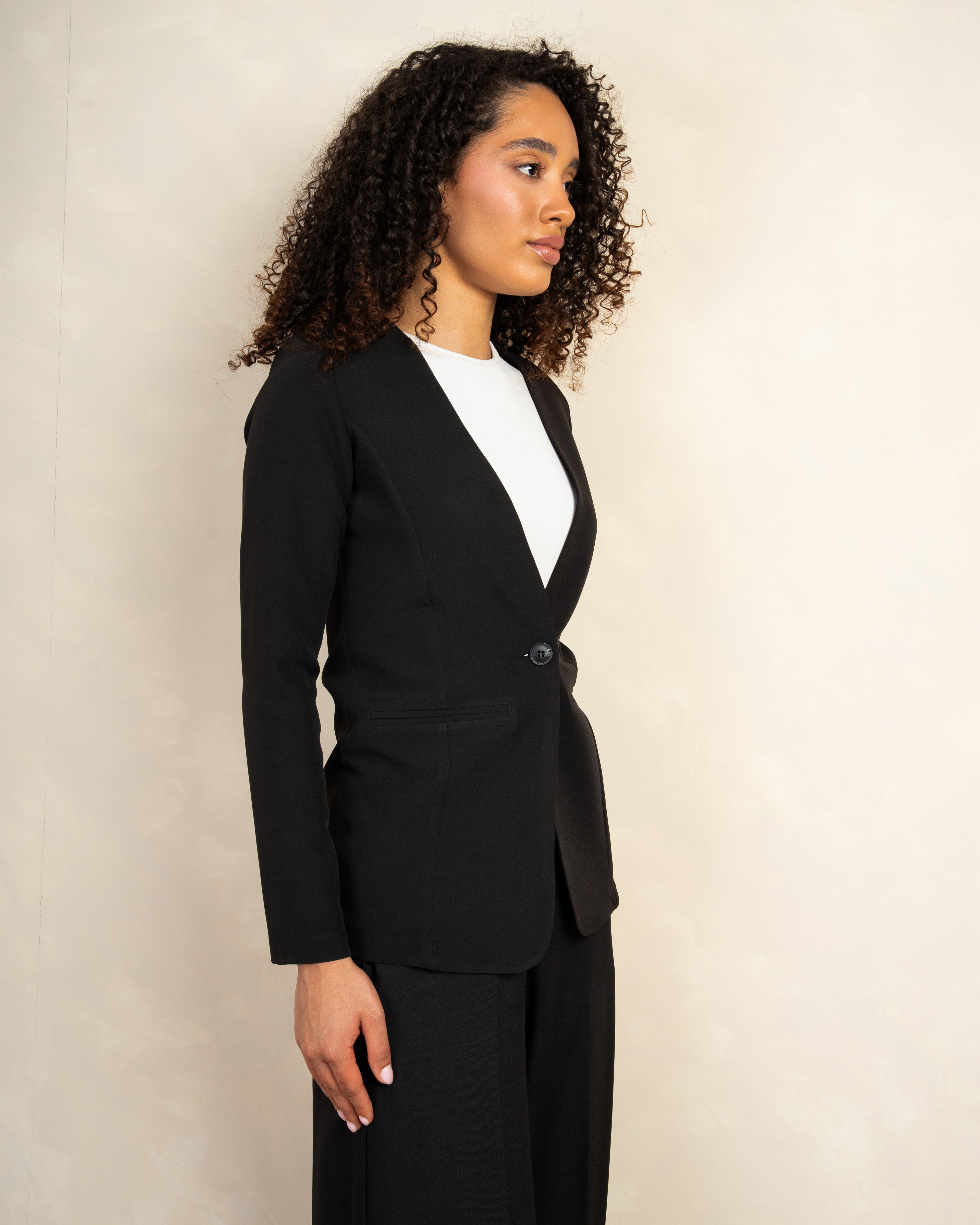 Long Plain Blazer With Button