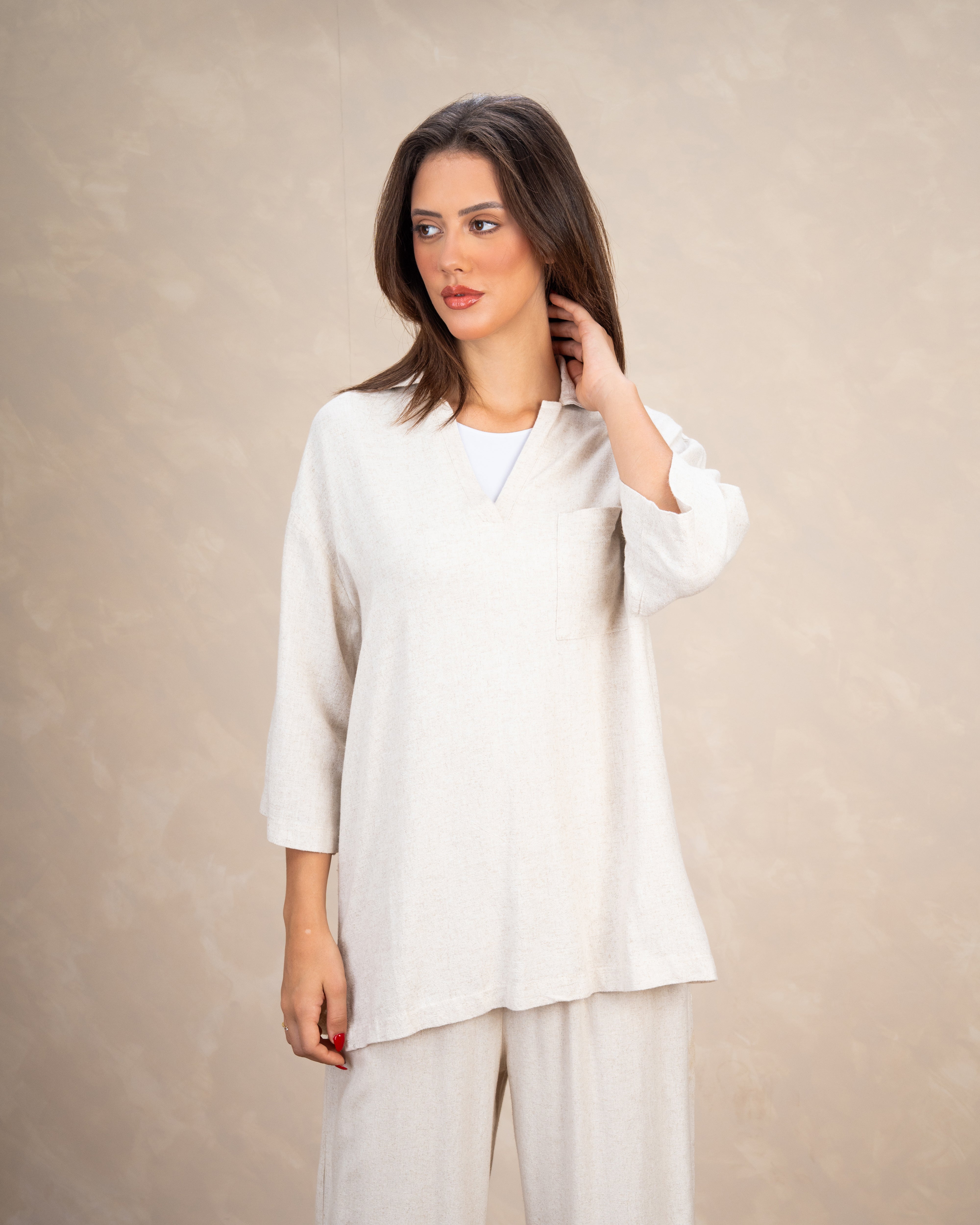 Minimal Linen Blouse With Pocket